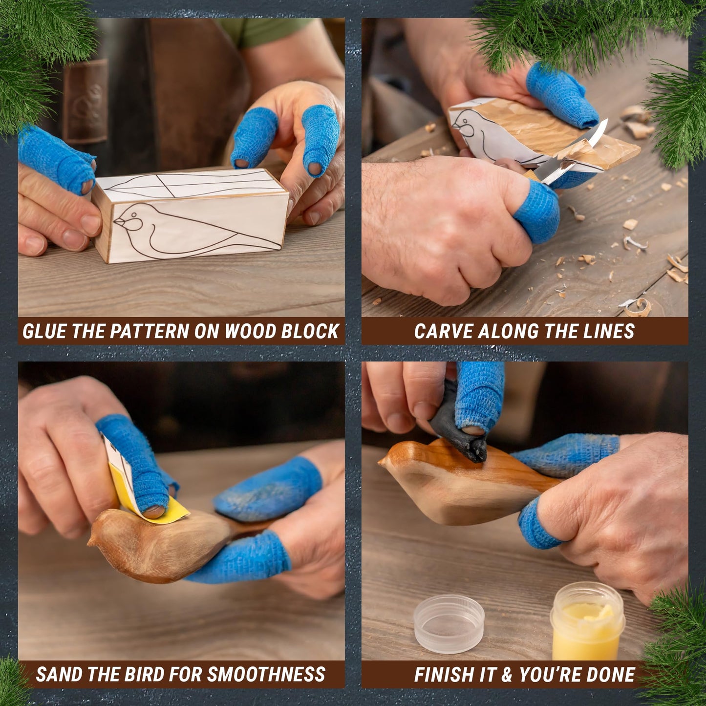 BeaverCraft, Wood Carving Kit Comfort Bird DIY - Complete Starter Whittling Knife Kit for Beginners Adults and Teens - Book Fun Project Carve Bird Hobby Whittling Knife - Learning Woodworking