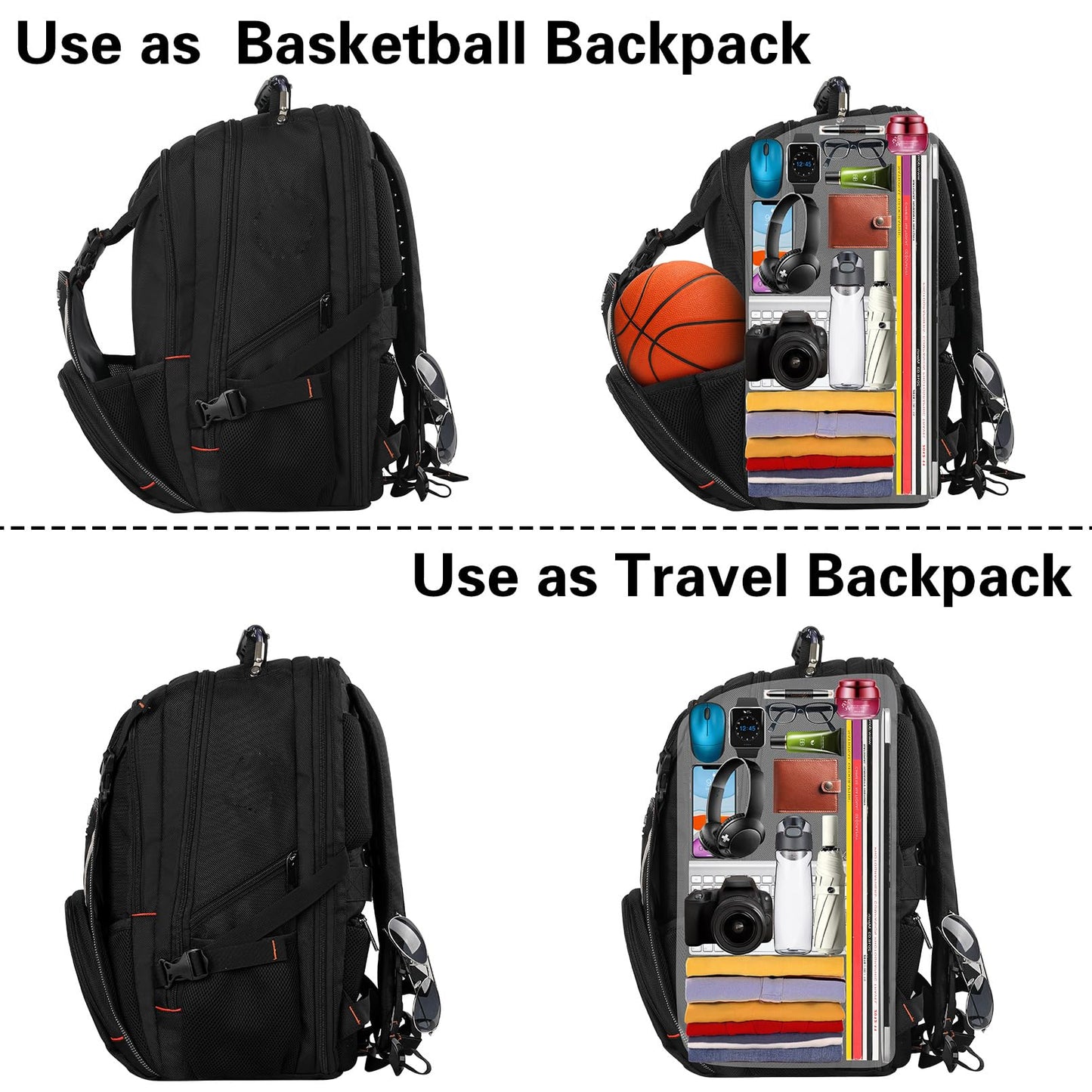 Travel Laptop Backpack,Extra Large 18.4 Inch Laptop Anti Theft TSA Friendly Backpack with RFID Pocket,Water Resistant College Bookbag,Computer Bag for Women Men Notebook&Basketball