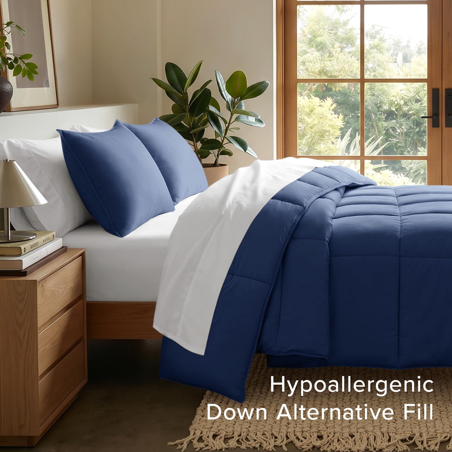 Bare Home Comforter Set - Full Size - Ultra-Soft - Premium 1800 Series - All Season Warmth (Full, Dark Blue)