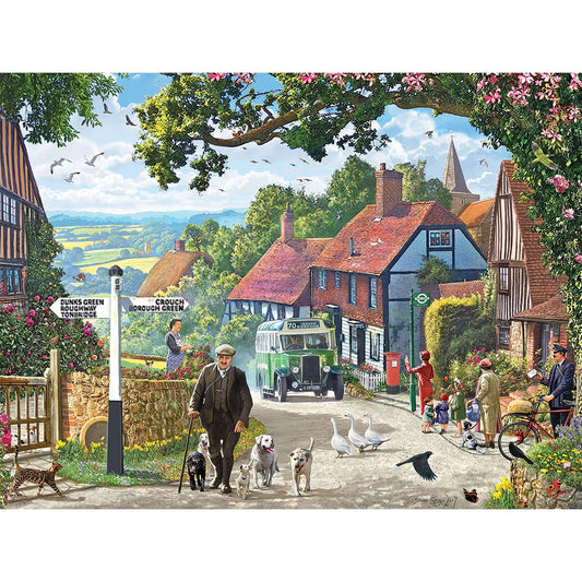 Bits and Pieces - 3000 Piece Jigsaw Puzzle for Adults 82 cm x 115 cm - The Country Bus - 3000 pc Small Town in The English Countryside Jigsaw by Artist Steve Crisp