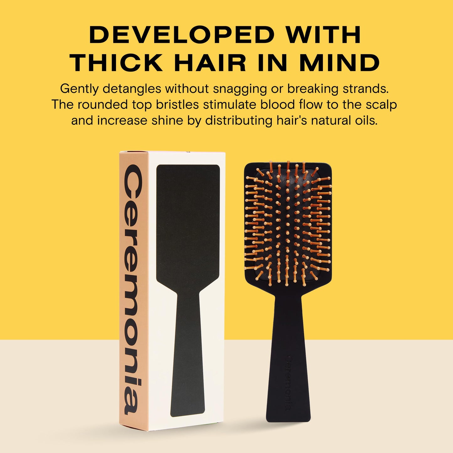 Ceremonia Brush de Pelo Bamboo Sustainable Paddle Brush for Thick Hair & Scalp Stimulation