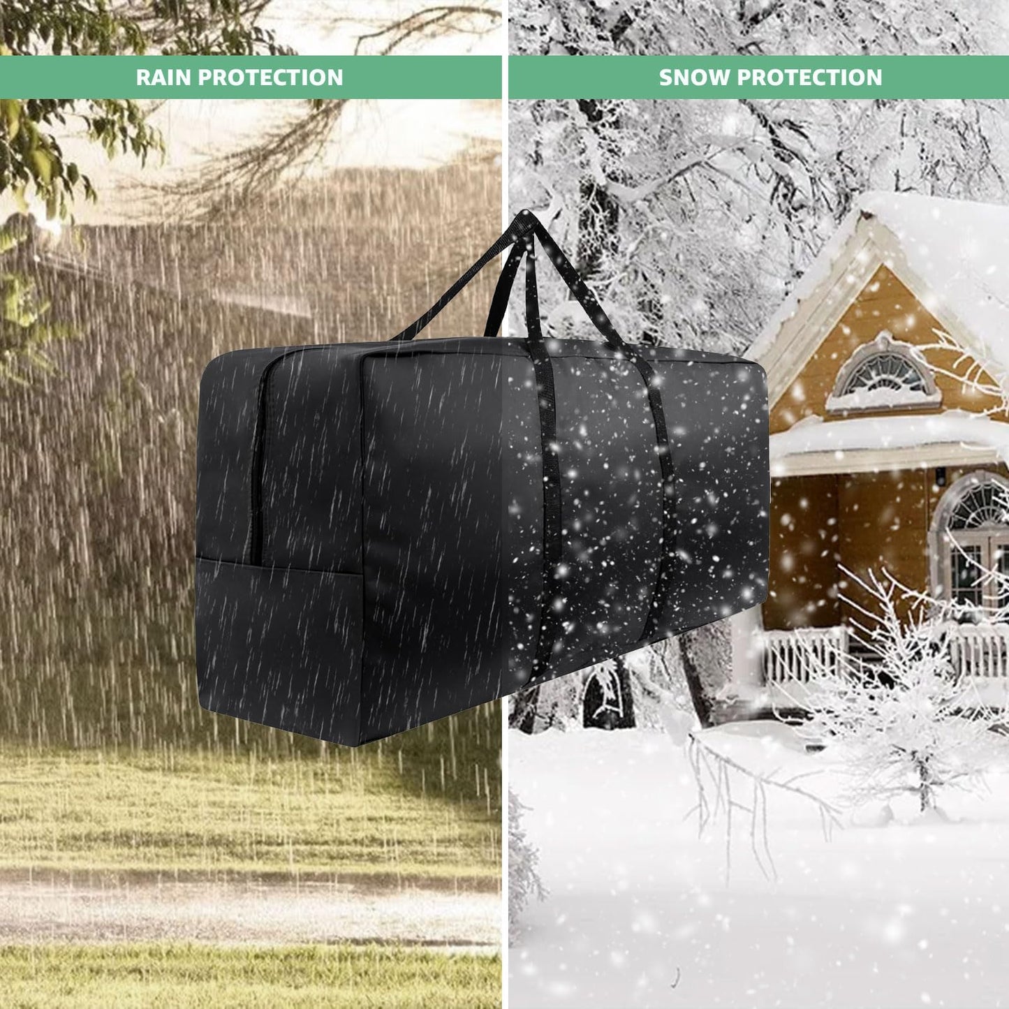 Aurragiy Garden Cushion Storage Bag - 420D Waterproof, 68" Rectangular, Black - Outdoor Patio Cushion Storage Bag with Zipper and Handles