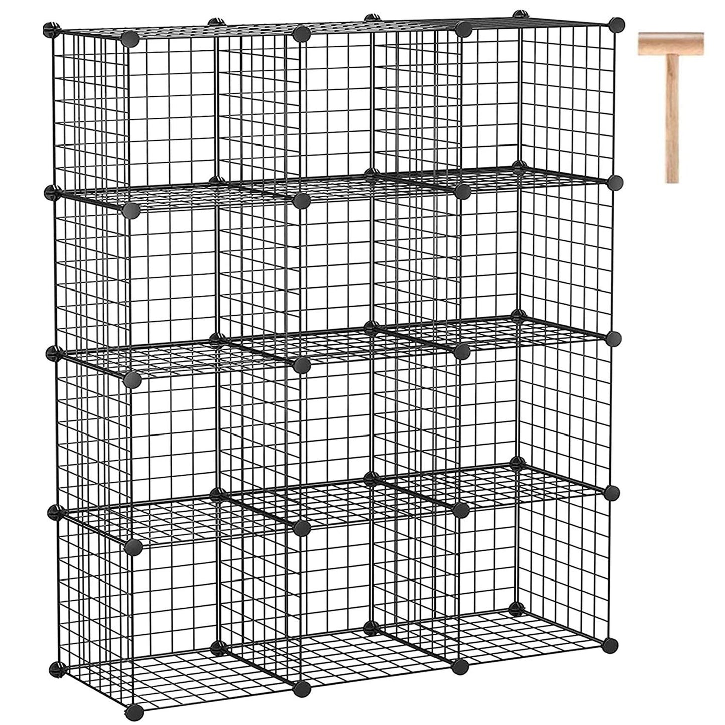 C&AHOME Wire Cube Storage, 12-Cube Storage Organizer, Metal Stackable Storage Bins, Modular Bookcase, DIY Closet Cabinet Ideal for Living Room Bedroom, Home, Office 36.6”L x 12.4”W x 48.4”H Black