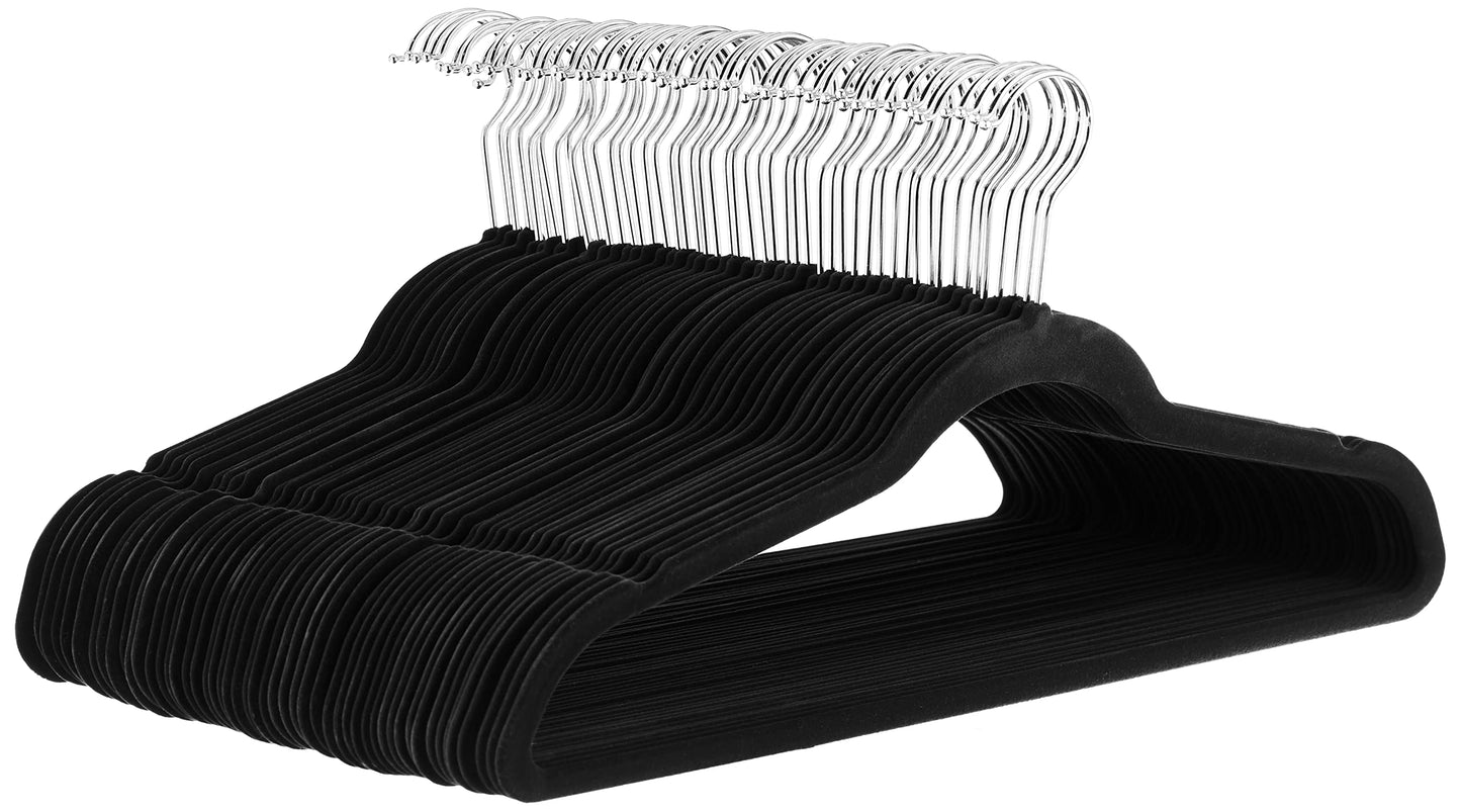 Amazon Basics Velvet Suit Hangers - 50-Pack, Black