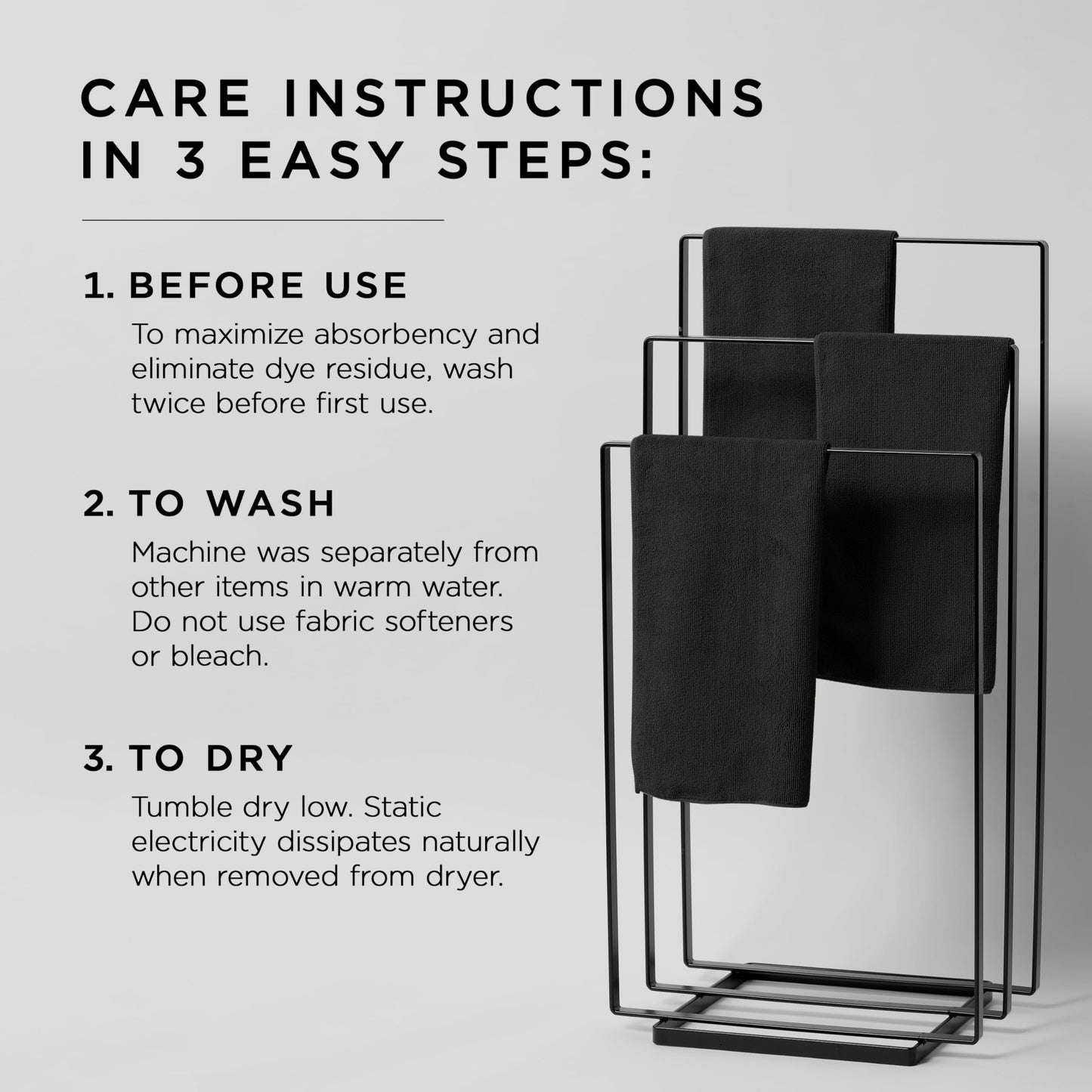 Softees Towels with Duraguard, Black, 10-Pack