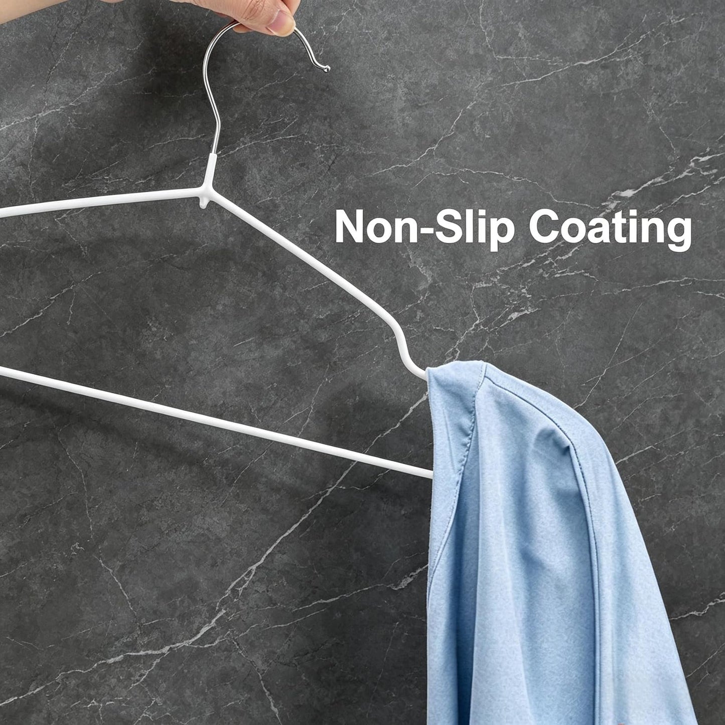 Tosnail 50 Pack Stainless Steel Wire Metal Hangers, 16-Inch Non-Slip Clothes Hangers Space Saving Closet Organizer, White