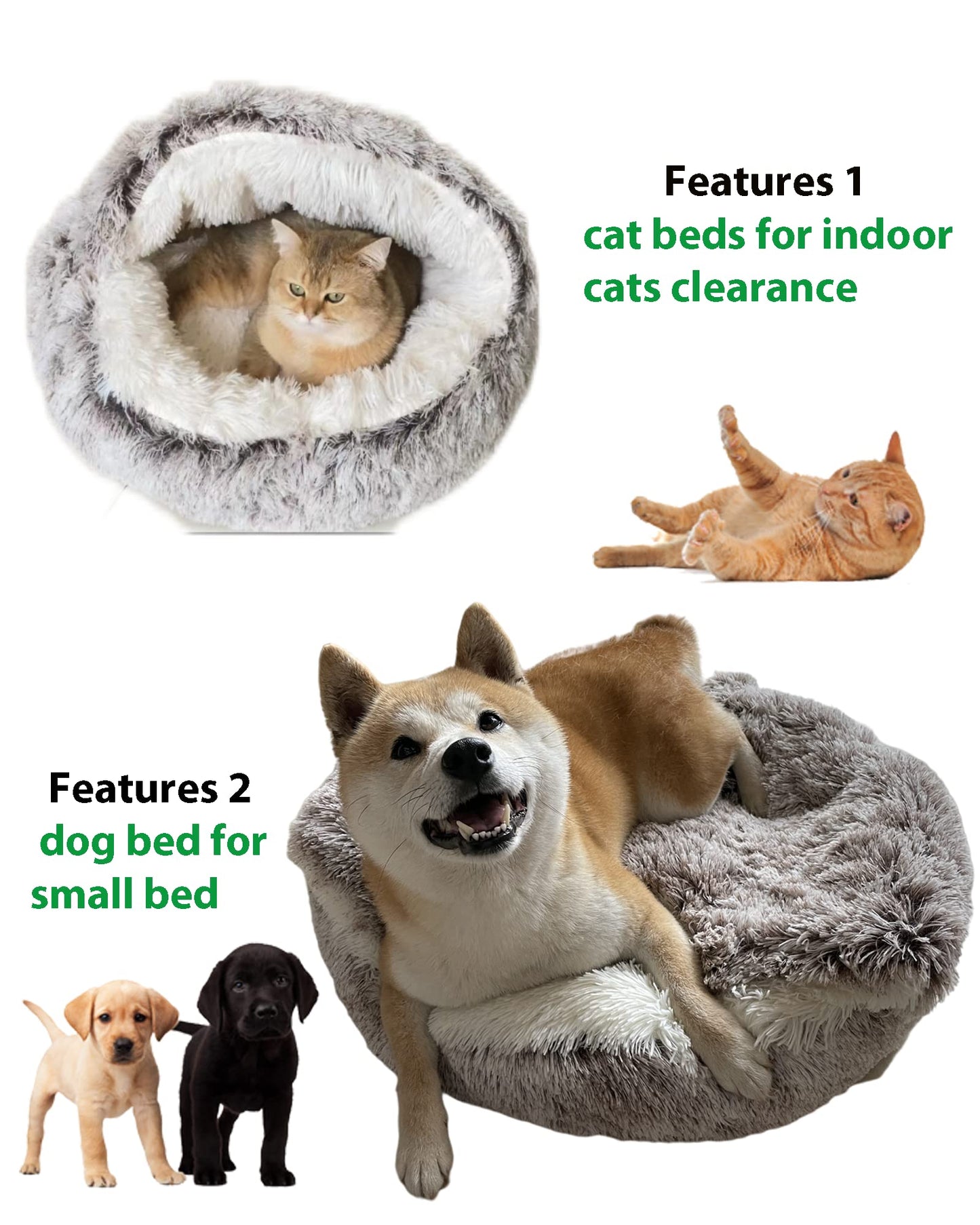 ShinHye Cat Bed Round Hooded Cat Bed Cave, Cozy for Indoor Cats or Small Dog beds, Soothing Pet Beds Dog Bed - Waterproof Bottom Washable, (20×20inch, Grey)