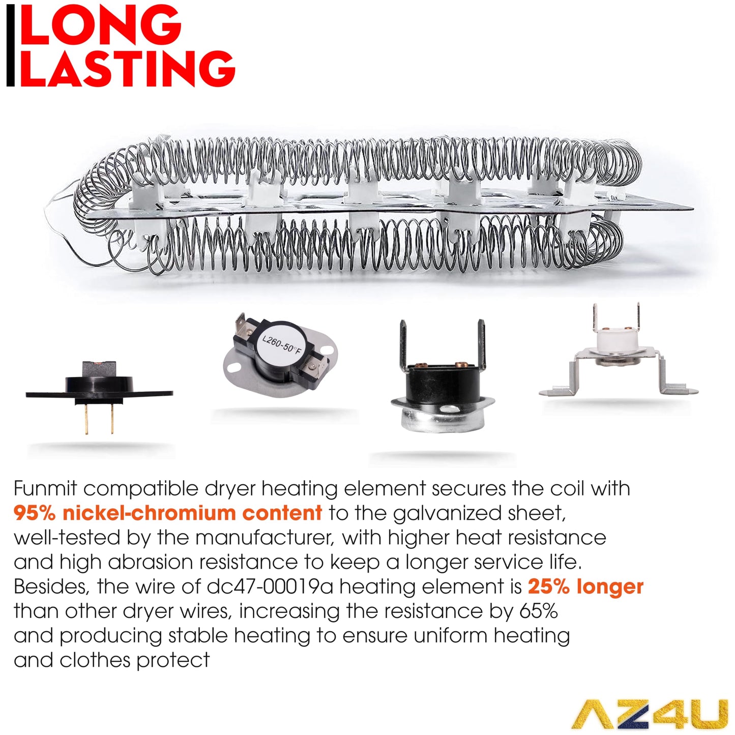 Dryer Heating Element Assembly Replaces For Samsung DV42H5200EP/A3 DV42H5200EF/A3 DV5451AEW/XAA DV40J3000EW/A2 DVE50R5400V/A3 DV219AEW/XAA DV395ETPASU/A1 DV448AEP/XAA DV350AEW/XAA DV330AEB/XAA