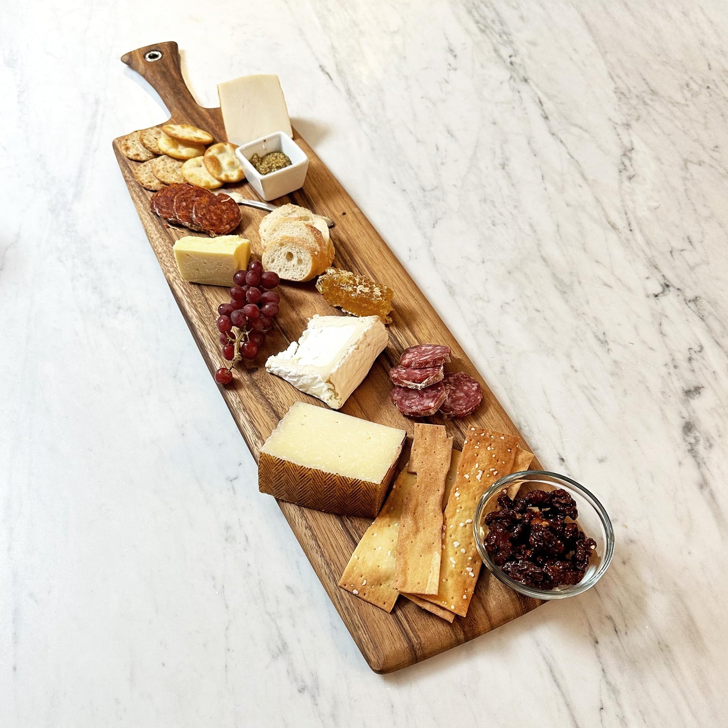 Ironwood Gourmet Acacia Wood Provencale Paddleboard, XL Rectangular Serving Board with Handle