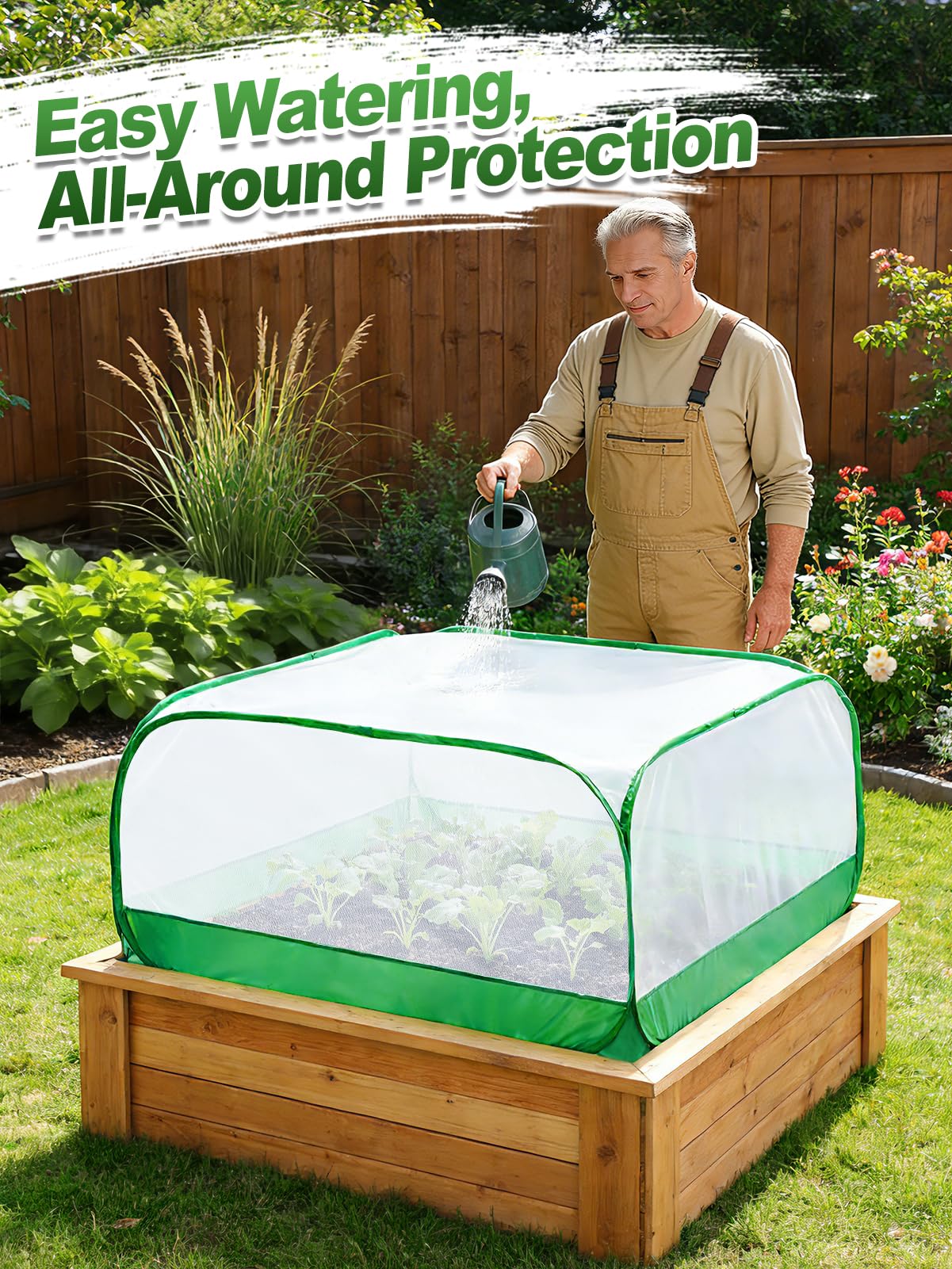 Upgraded Garden Netting - 3.3 × 3.3 × 1.65 FT Plant Covers Net for Square Raised Garden Bed, Ultra Fine Garden Mesh Netting Protection from Bird Pest Barrier Net Row Cover for Plant Fruit Vegetable