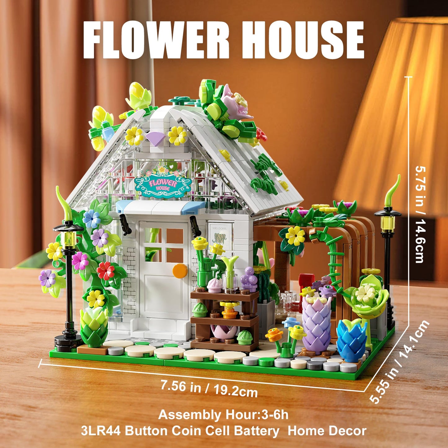 TYCOLE Flower House Building Set with Lights,Garden House Building Toy Kits,Creative Greenhouse Building Playset,Christmas Birthday Gift for Adults or Girls 8-12 Years(719PCS)