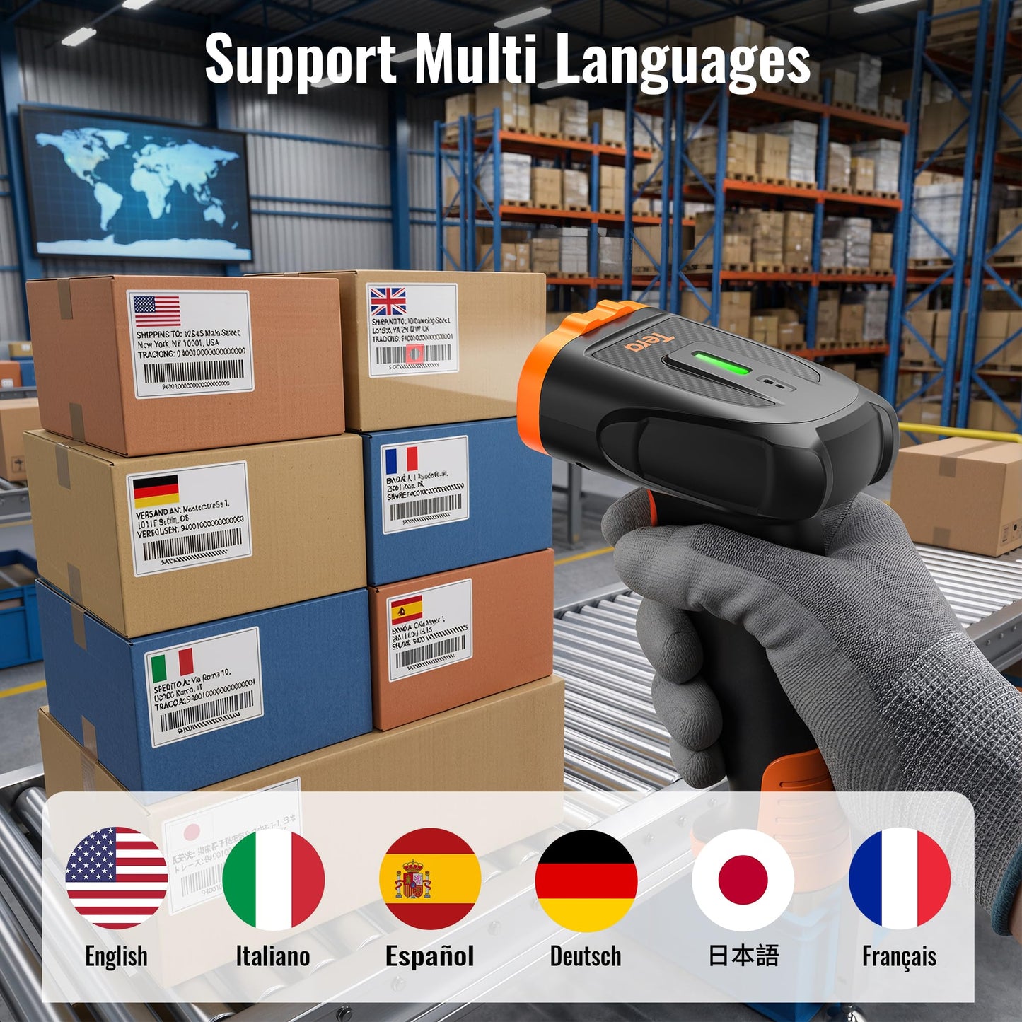 Tera Barcode Scanner Wireless Handheld: with 2200mAh Lithium-Polymer Battery Works with Bluetooth 2.4G Cordless USB Wired 1D 2D QR Bar Code Reader for Retail Inventory Management Model D5300