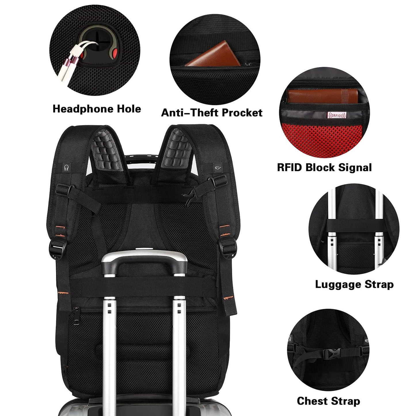 Travel Laptop Backpack,Extra Large 18.4 Inch Laptop Anti Theft TSA Friendly Backpack with RFID Pocket,Water Resistant College Bookbag,Computer Bag for Women Men Notebook&Basketball