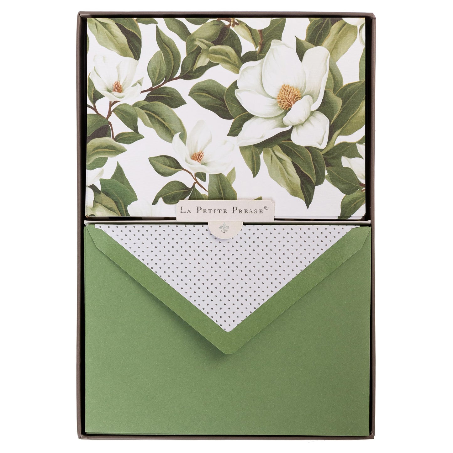 Magnolia Designer Cards by Graphique Luxe Collection, Silver Foil Embossed Stationery Boxed Set, 10 Blank Cards with 11 Envelopes, All Occasion Greetings, 5.25" x 3.8"