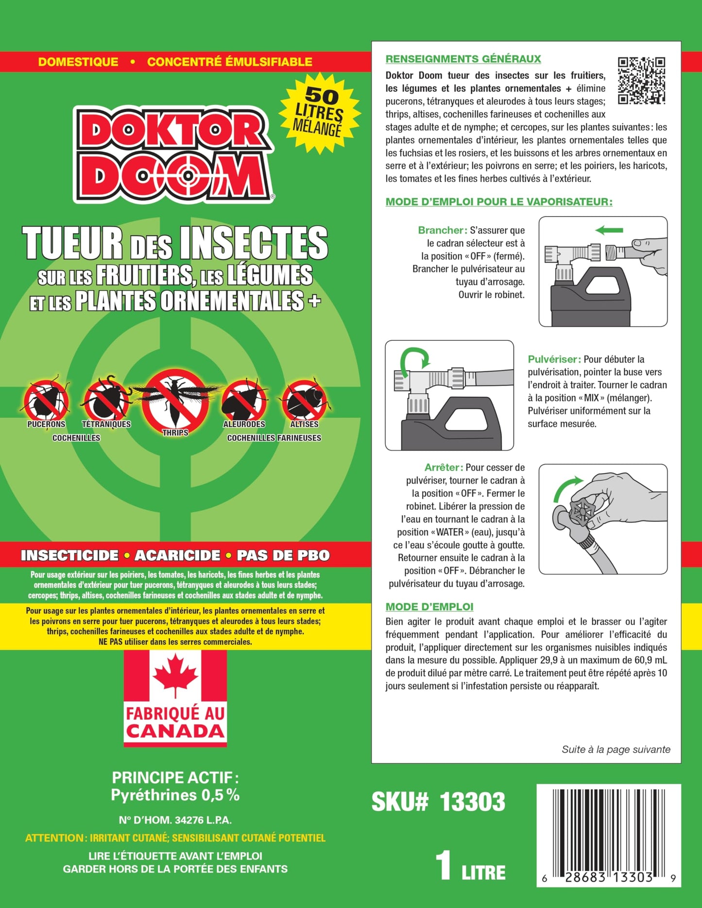 Doktor Doom Fruit & Vegetable Insect Killer Plus w/Hose End Sprayer, 1L