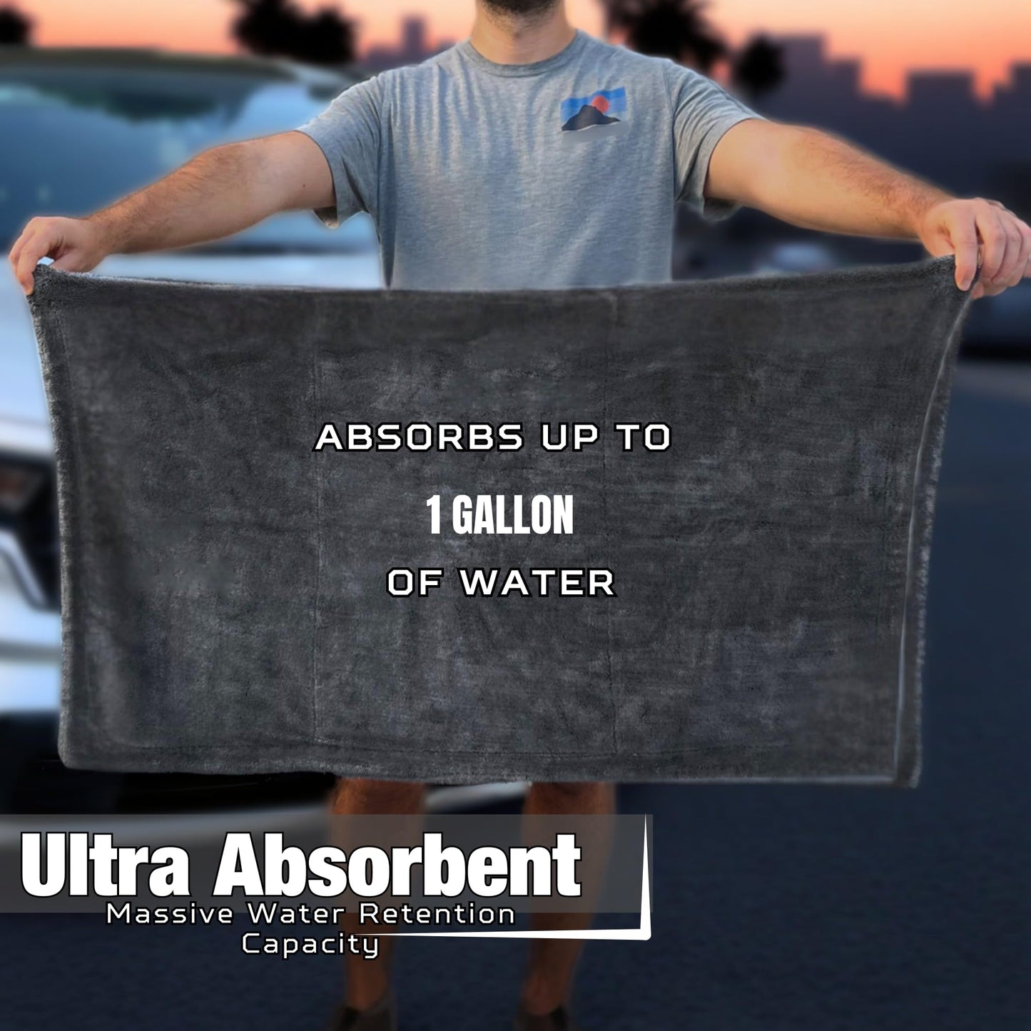 WEST BROS Microfiber Car Drying Towel 1300 GSM Double Twist Pile – Premium Extra Large Auto Wash Towel for Cars Trucks SUV - Super Absorbent Detailing Cleaning Cloth XL 40x24 1-Pack