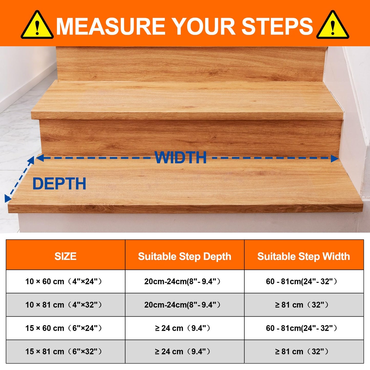Spurtar Clear Stair Treads Anti Slip Tape, Stair Runners for Wooden Steps Transparent Grip Tape Stairway Pads, Stair Treads Non Slip Indoor Outdoor Use,4"x32"-15 PCS
