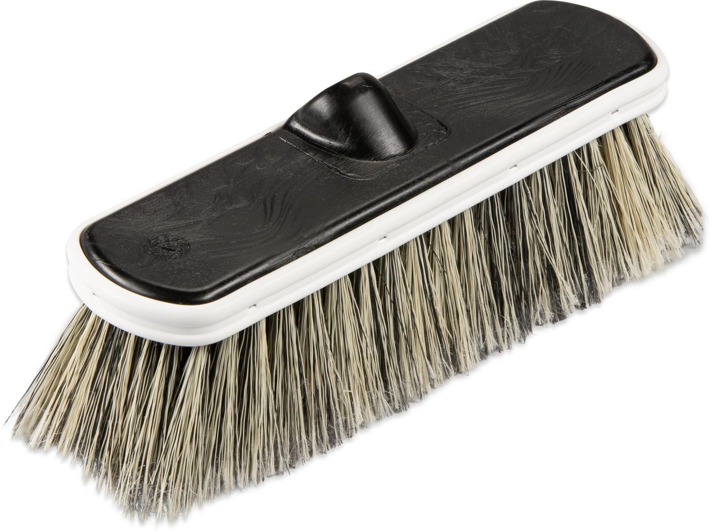 Carlisle FoodService Products Flo-Pac Plastic Scrub Brush, Cleaning Brush, Wash Brush with Flagged Polystyrene Bristles for Cleaning, 10 Inches, Black