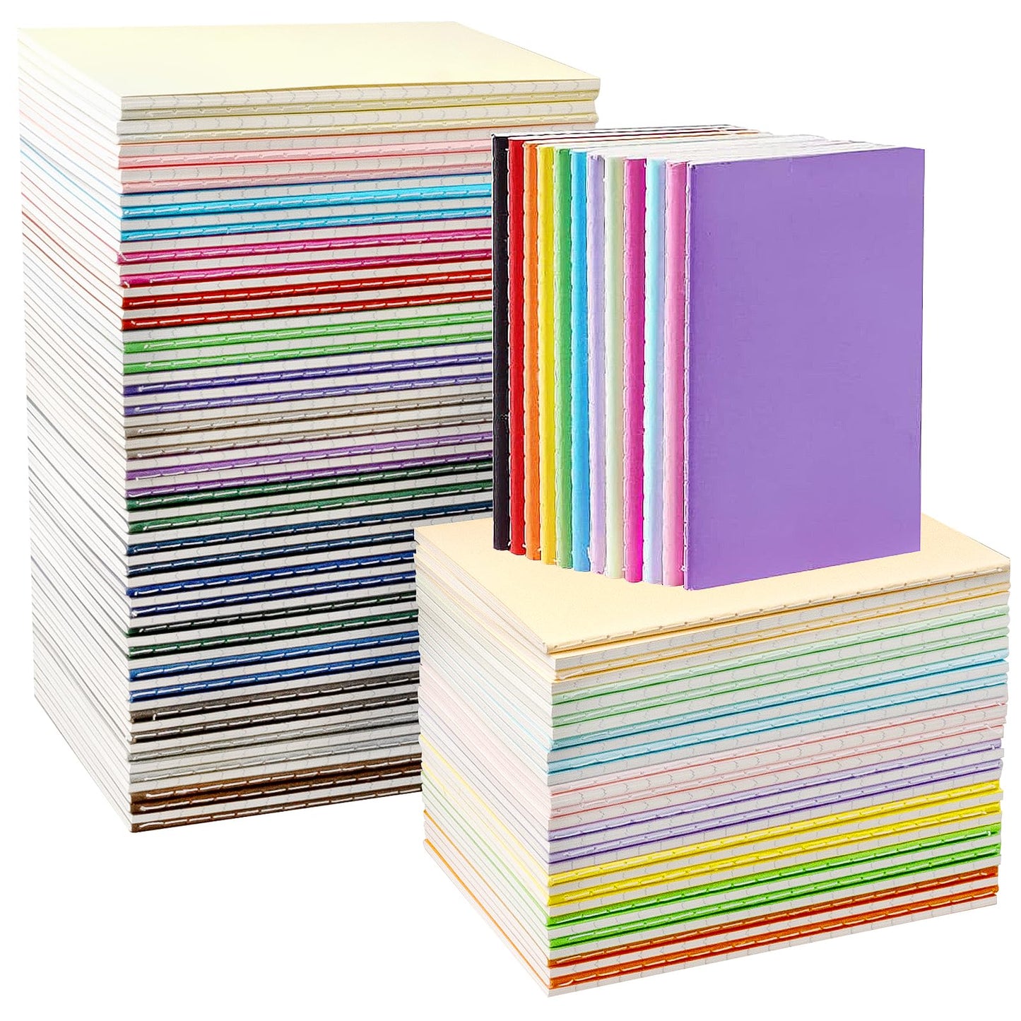 100 PCS Mini Notebooks Bulk, 3.5 x 5.5 Inch Small Pocket Notebook Colorful Cover Notebooks Mini Journal Memo Notepads for Office Supplies (25 Colors, 24 Sheets/ 48 Pages)