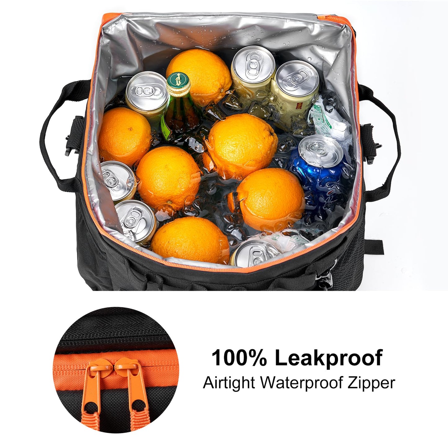 Odoland 48-Can Large Camping Cooler with Wheels, Leakproof Insulated Soft Cooler Bag with Stable All-Terrain Cart and Handle Collapsible for Camping Cooler Beach Travel Picnic