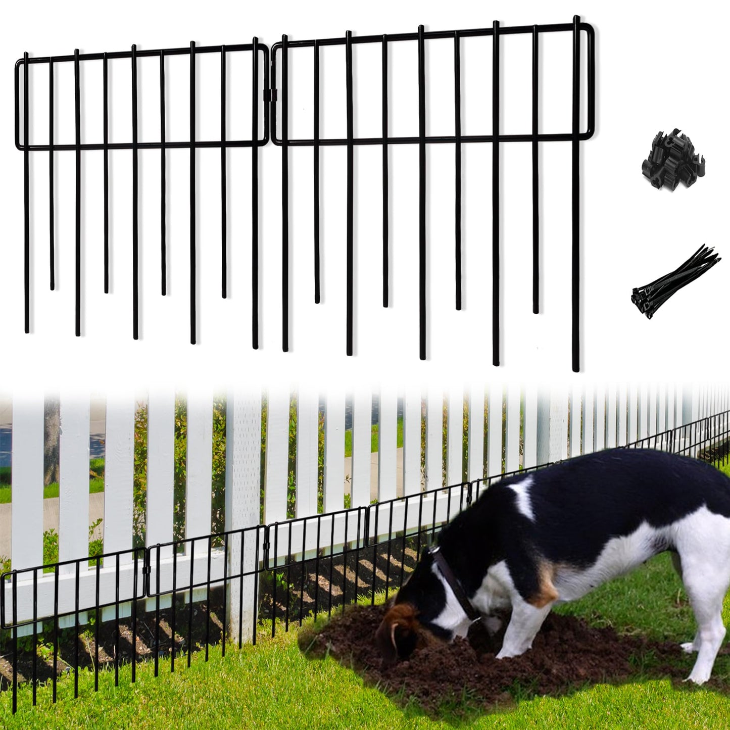 Blingluck Animal Barrier Fence, 19 Pcs 12In(H) x 20.5Ft(L) Upgrade 1.26 in gap Decorative Fences No Dig Fence for Rabbit and Dog, Rustproof Metal Wire Garden Fence Border for Garden Patio Landscaping