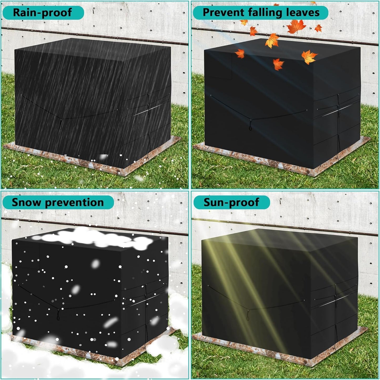 39.7X 33.8X 30.7in Outdoor Pool Heater Cover - 600D Waterproof Pool Thermopump Cover - Adjustable Pool Motor Enclosure Blankets for Pump Outside Units Protection