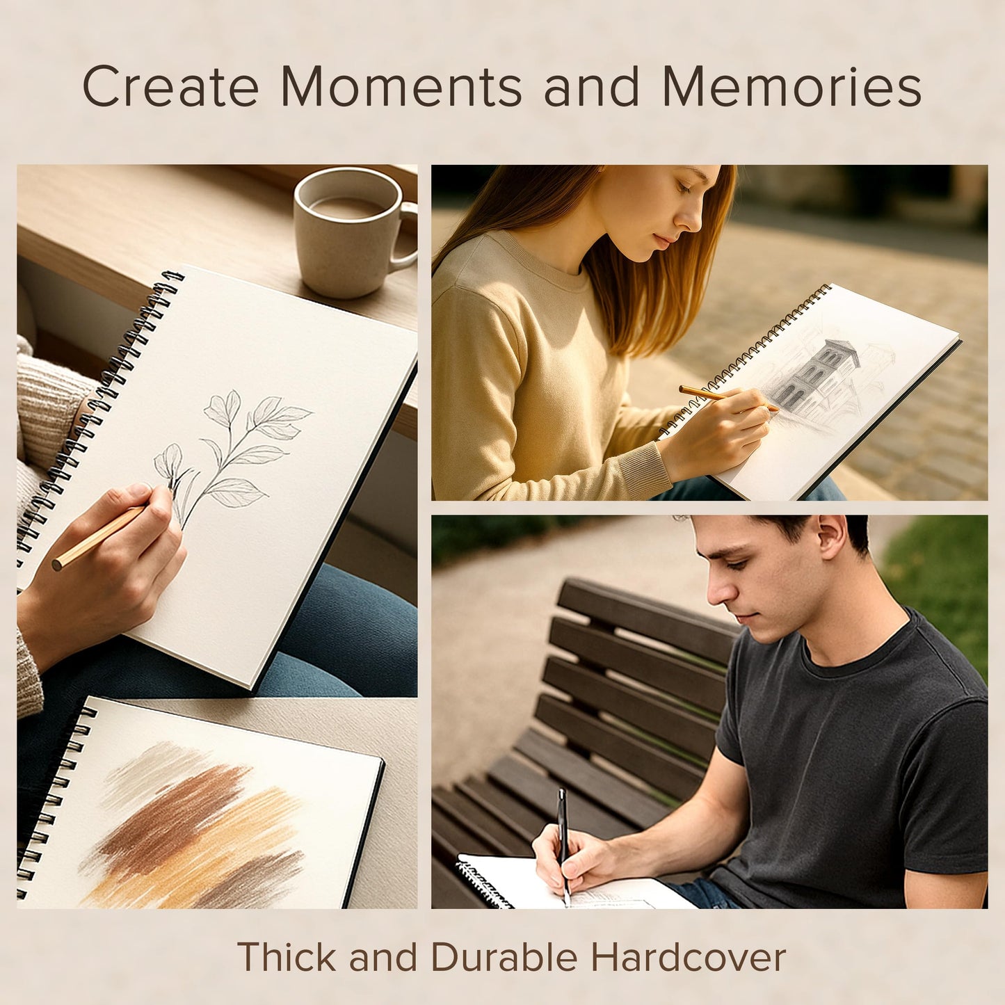 Artist’s Sketchbook Hardcover – 200GSM Very Thick Paper – Spiral Sketch Book for Drawing and Mixed Media – Sketch Pad, Art Book - 5.8 x 8.5, 40 Sheets / 80 Pages