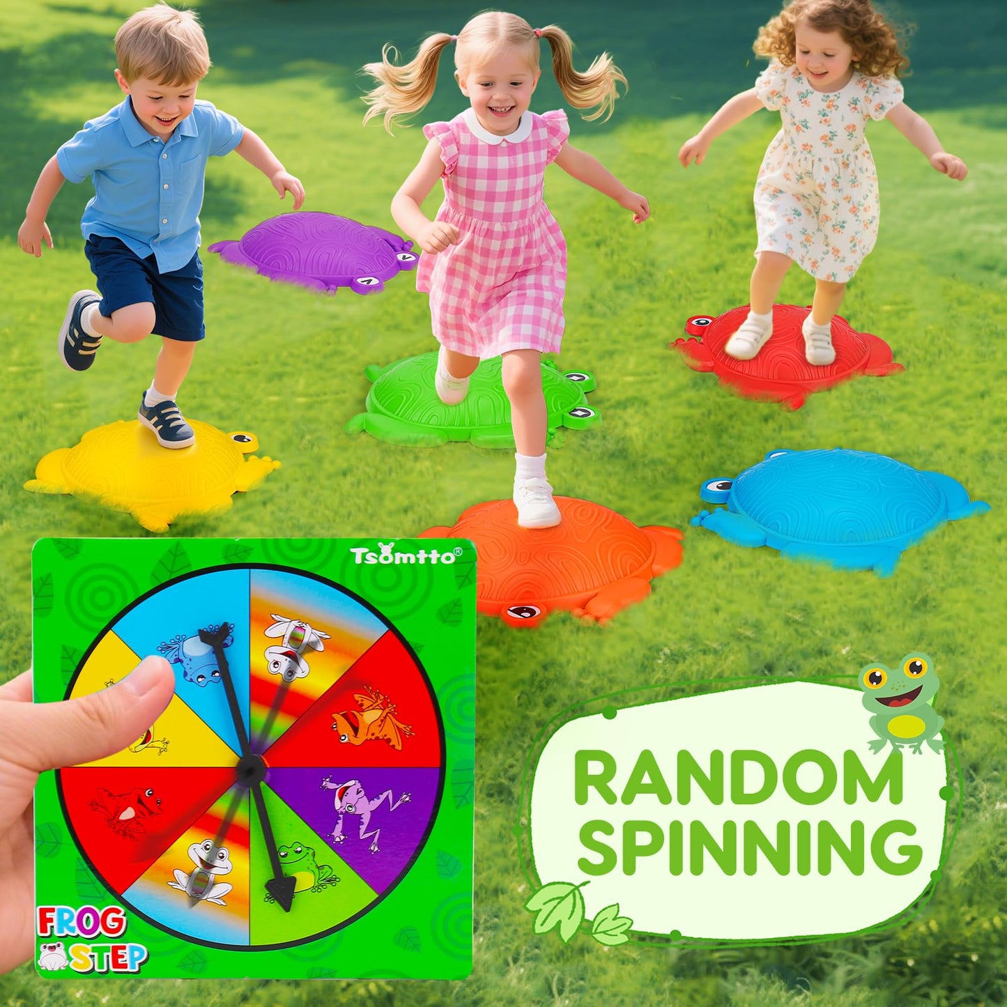 Tsomtto Stepping Stones for Kids 6 PCS Non-Slip Plastic Balance Stones Obstacle Course Frog Jumping Step Stone Indoor or Outdoor Sensory Play Toys Toddler Game 3 4 5 6 7+ Year Old Coordination Skills