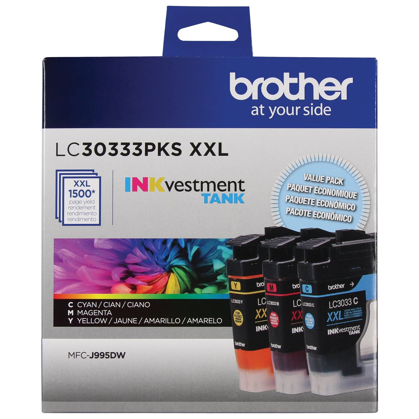 Brother Genuine LC30333PKS Super High-Yield Colour Ink Cartridge Value Pack, Original Ink Replacement cartridges, Cyan/Magenta/Yellow, Ink for Brother Inkjet Printers MFC-J995DW and MFC-J995DWXL