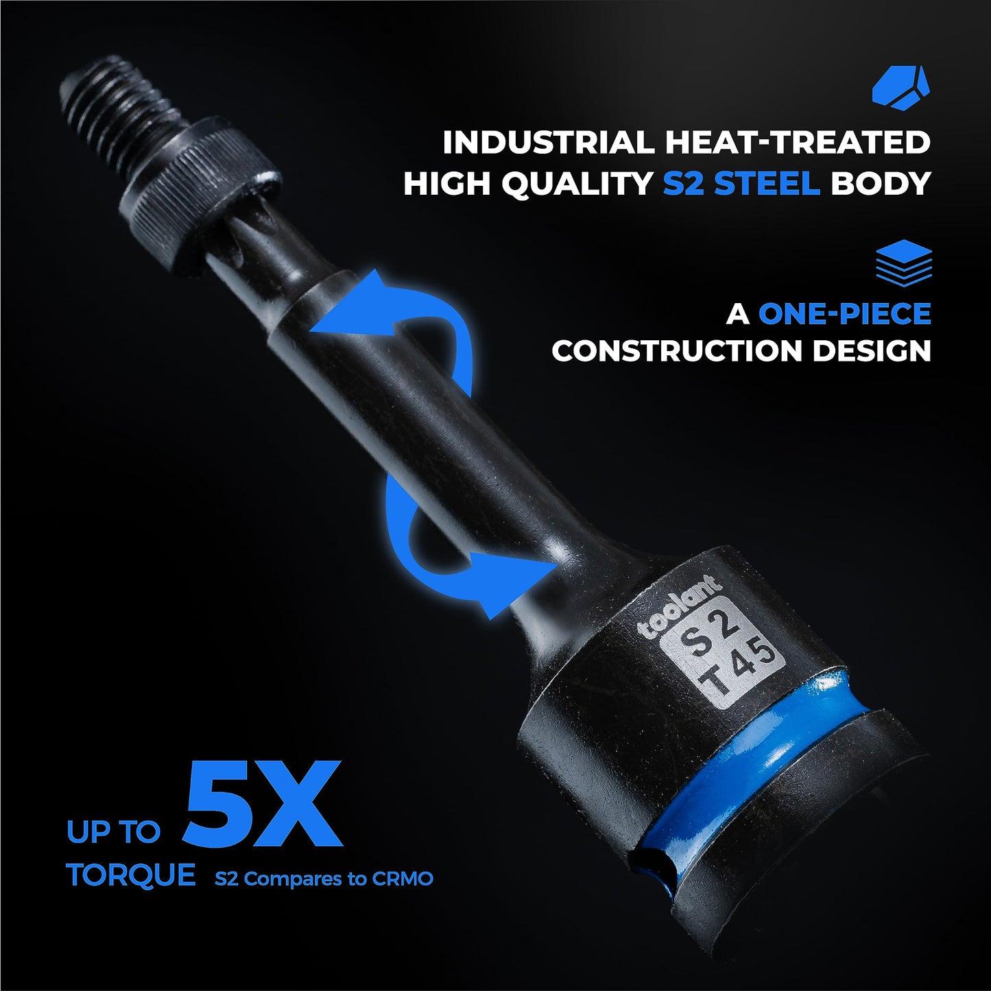 toolant Impact Torx Bit Socket Set 8pcs(T30-T70),1/2" S2 Steel Air Drive Star Sockets, High Impact Bits,Professional Mechanic & Automotive Repair Socket Set