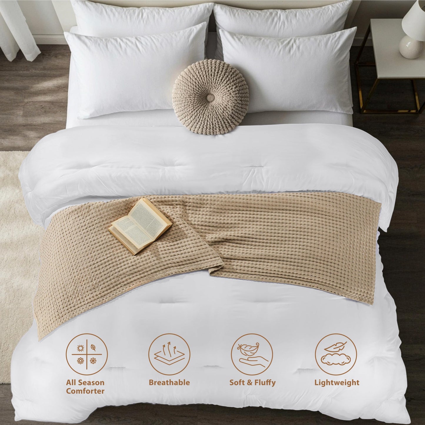 Utopia Bedding Comforters Twin Size, All Season Duvet Insert, Down Alternative Twin Comforter with Corner Tabs, Machine Washable Bed Comforter 64 x 88 Inches (White)
