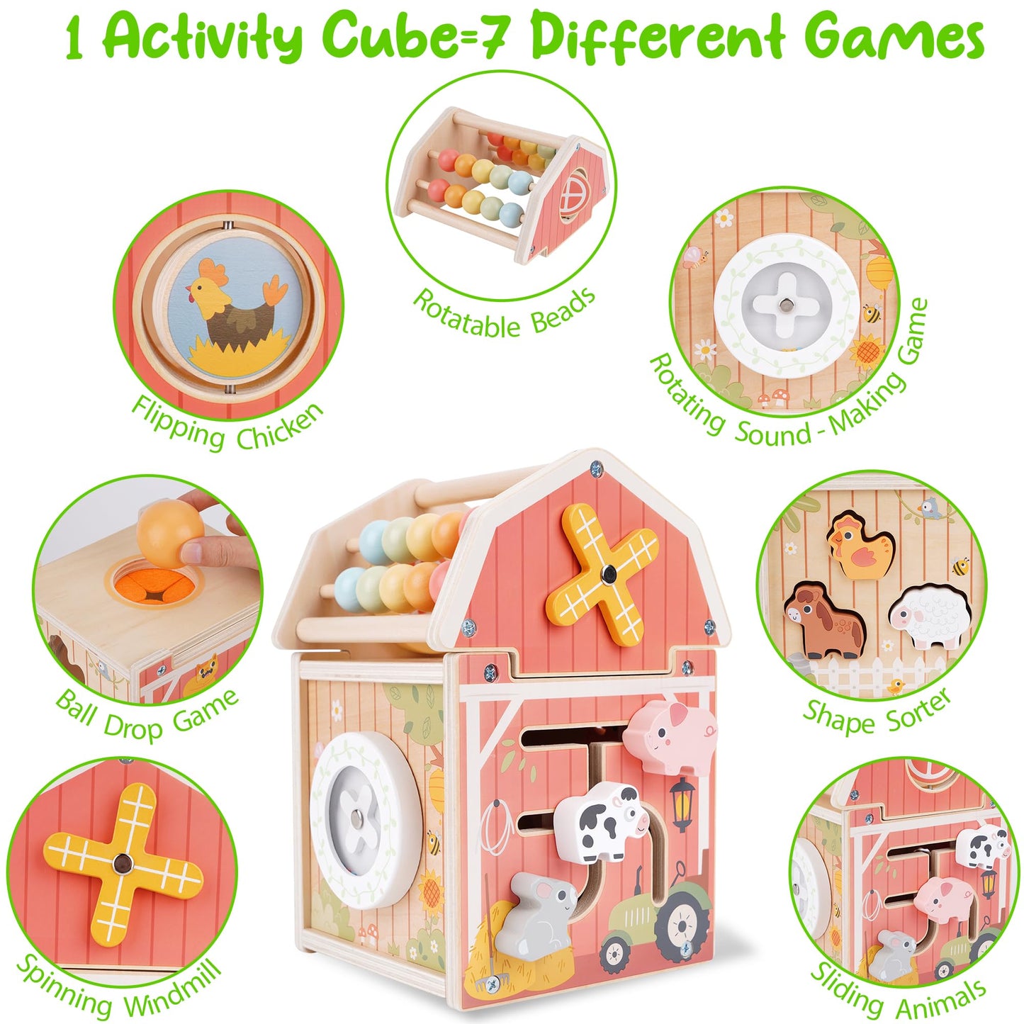Montessori Toys for 1 2 3 Year Old, Wooden Farm Animal Toys for Toddlers 1-3, Baby 12-18 Months Toys, 1 2 Year Old Girl Boy Birthday Gift, Toddler Learning Educational Toys Gifts for Girls Boys