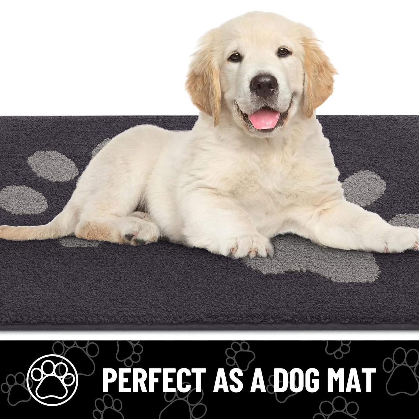 Arotive Indoor Door Mat, 24" x 36" Absorbent Dirt Resist Washable Front Back Door Mat, Non-Slip Low-Profile Dog Paws Entrance Doormat, Durable Inside Floor Mats for Entryway, Dark Grey