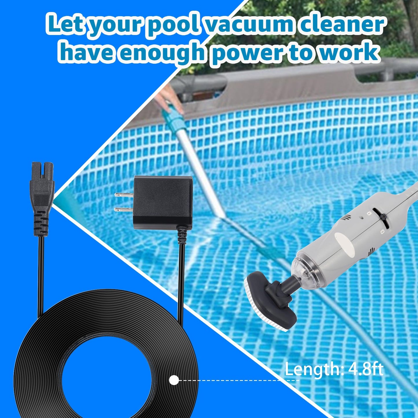 Norward Charger Replacement for Intex 28620EP Handheld Pool Vacuum Power, Compatible with Intex CL1704 28620 28620E CL1704 Pool Vacuum Adapter Supply
