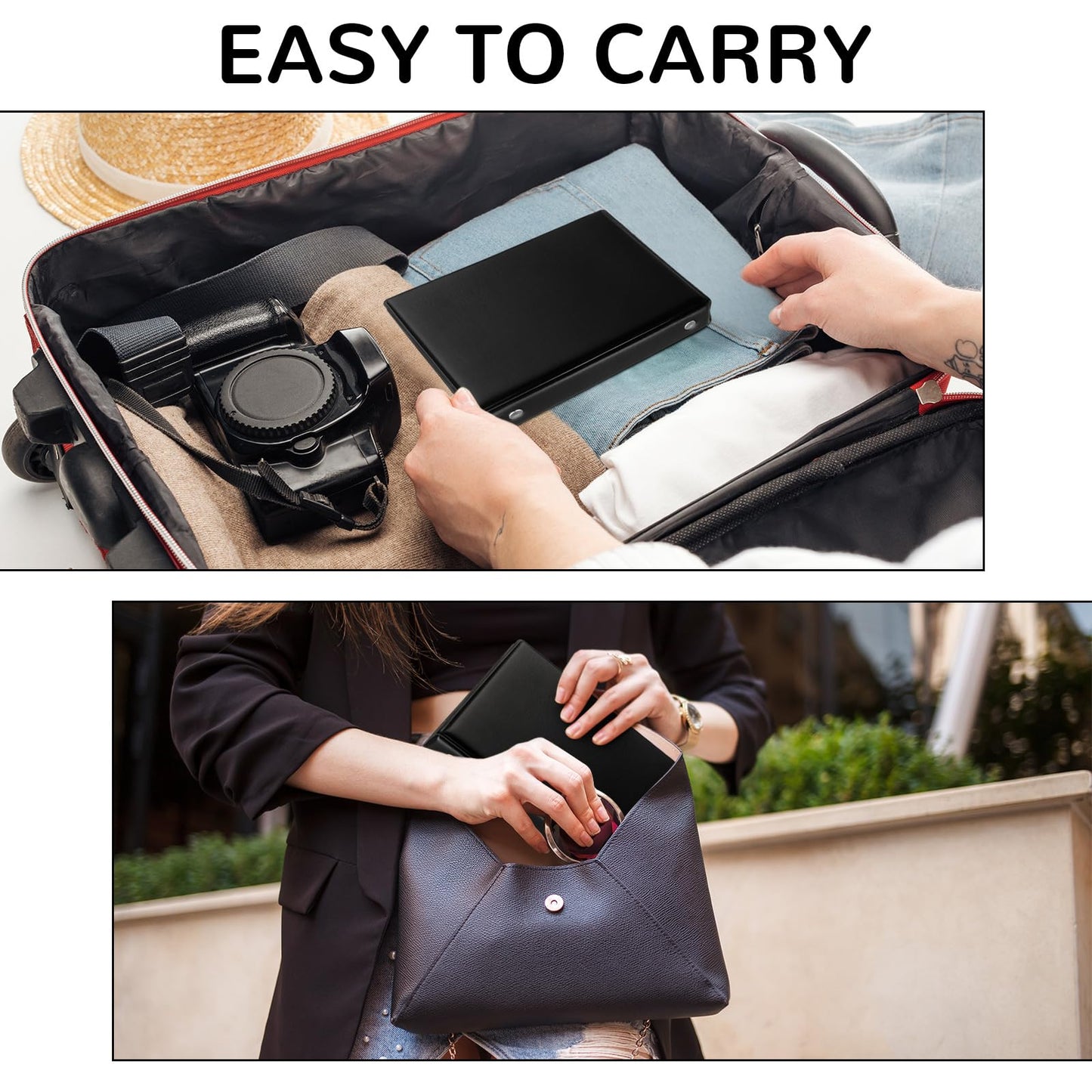 Engrowtic 3 Set Mini 6 Ring Binder 3 x 5 Inch 300 Paper Refill 78 Alphabet Dividers Small Index Tabs 3 Black PU Leather Binder Professional Ring Planner Notebook Kit(Lined)