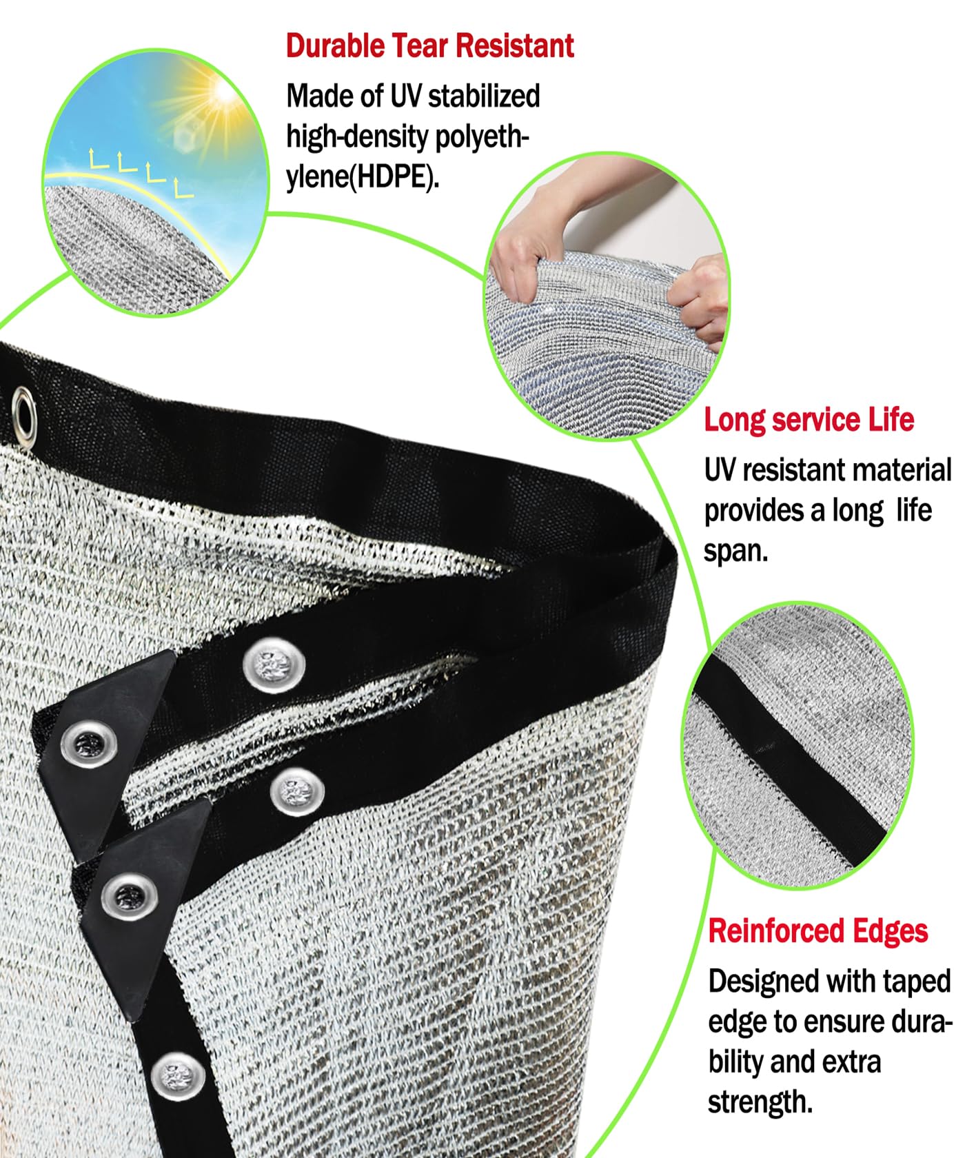 70% Aluminum Shade Cloth 10 FT x 14 FT, Durable Mesh Silver Tarps with Grommets and Ball Bungee,Reflective Sun Shade Net Cover for Pet Shade, Car Cover, Patio Garden, Pergola, Plants Growing, Pools