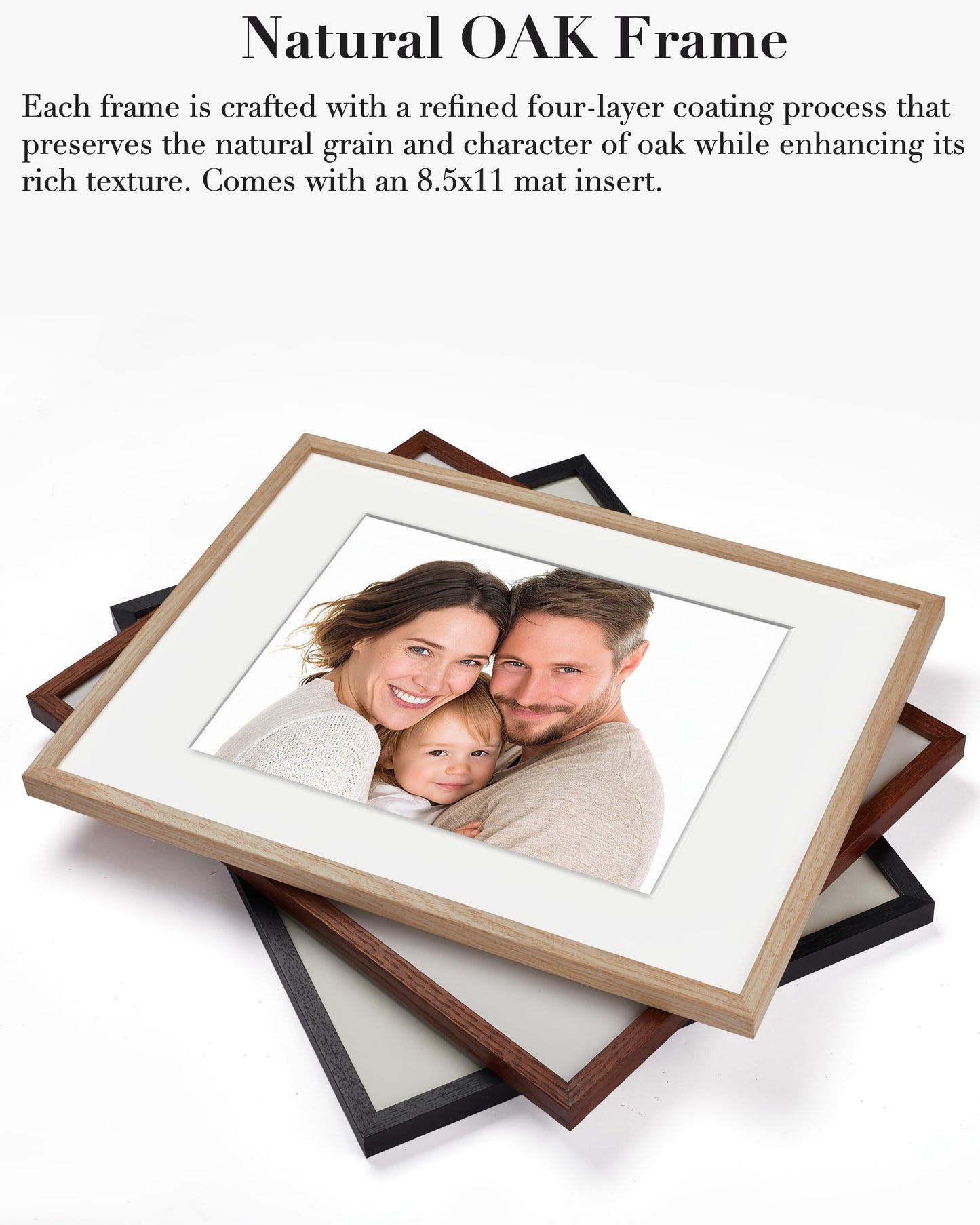 UPWOIGH 12x16 Beige Oak Wood Picture Frame Set of 3,Display Pictures 8.5x11 with Mat or 12x16 Without Mat,Minimalist 12x16in Poster Frames 3 Pack, Natural Solid Wooden Frame for Wall Art Photo Prints