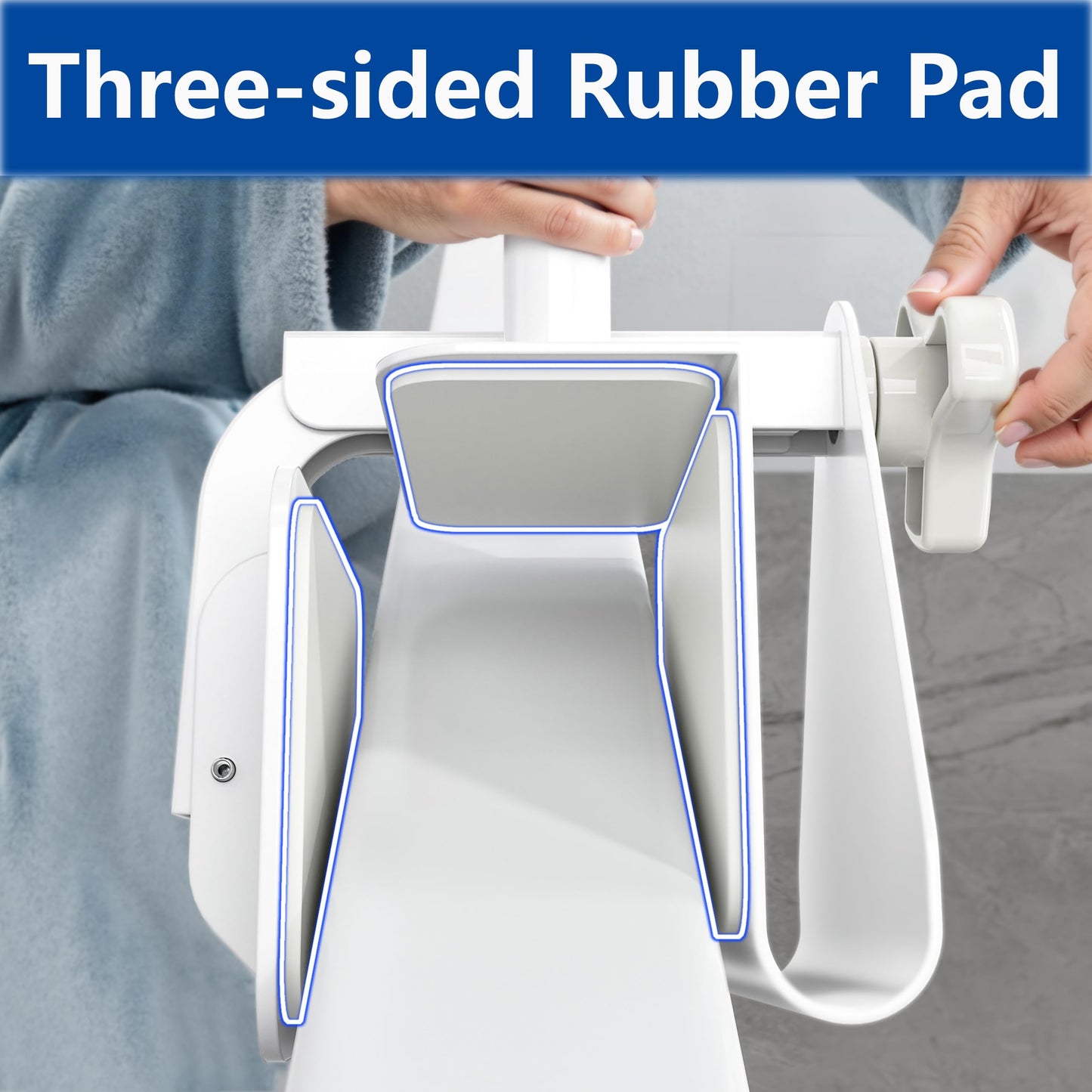 Adjustable Bathtub Safety Rail: Shower Grab Bar Handle for Seniors, Elderly, and Disabled, Fits 3.1 to 6.7 Inch Tub Walls, Bathroom Safety Bars with Non-Slip Grip, Supports 300 lbs