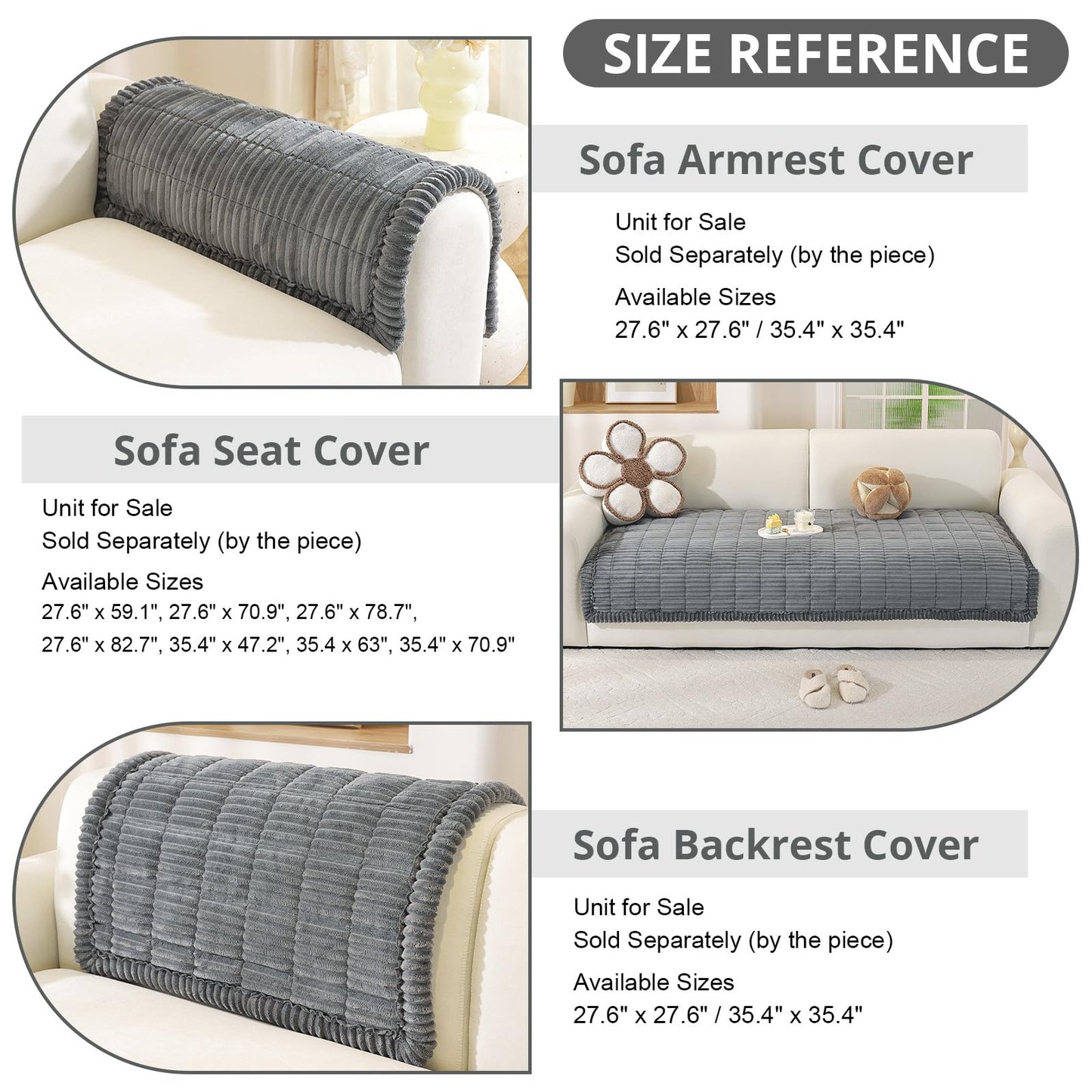 OstepDecor Couch Cover for Dogs, Washable Sofa Covers 4 Seater, Pet Friendly Couch Cover Blanket, Soft Sofa Slipcovers Cushion Protector for Leather, Sectional, Loveseat (35.4" x 82.7", Dark Grey)