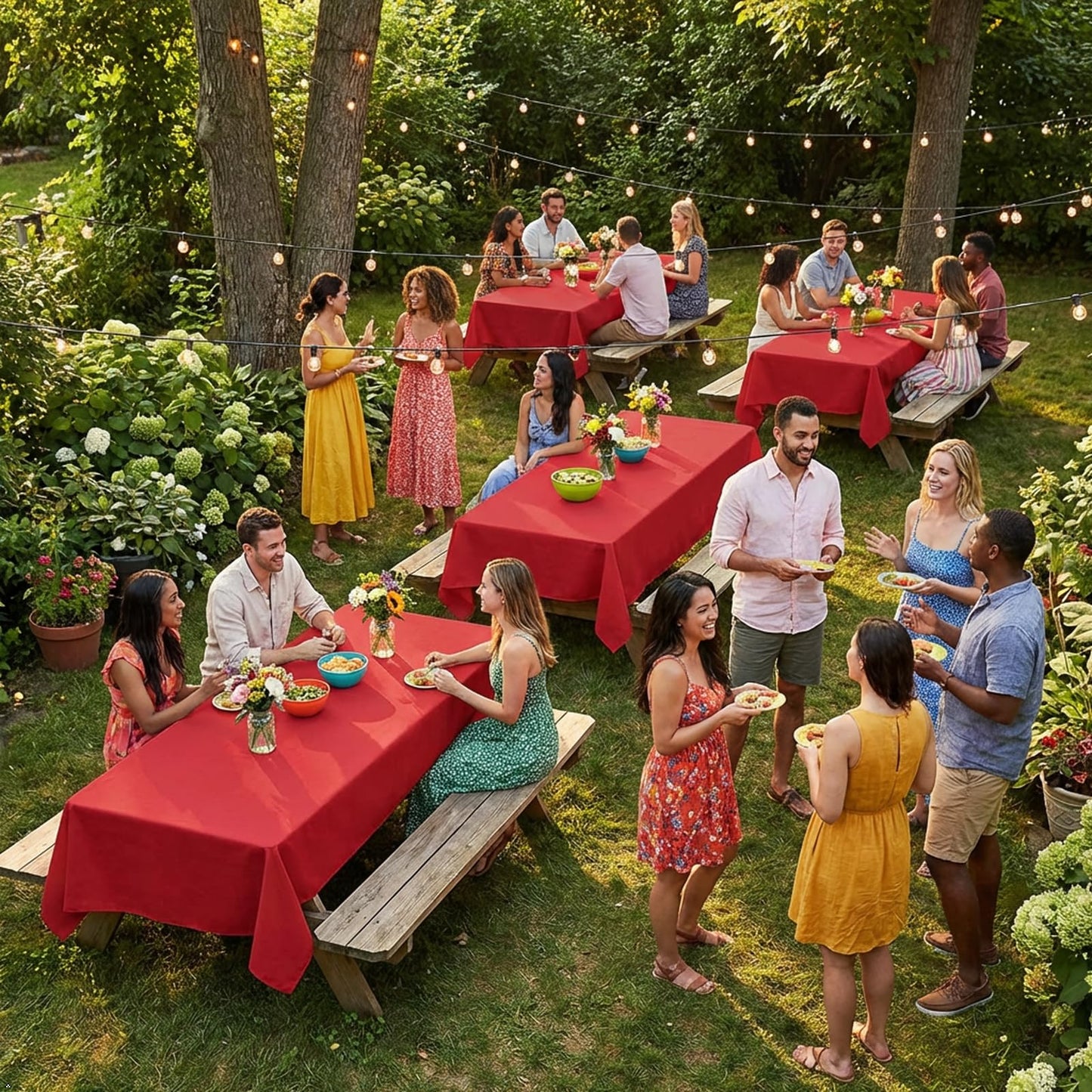 8 Packs Red Tablecloth Rectangle 60x102 Inch Rectangular Table Cloth for 6 Foot Rectangle Table, Wrinkle Resistant Polyester Fabric Tablecloth Washable Table Cover for Wedding Party Buffet