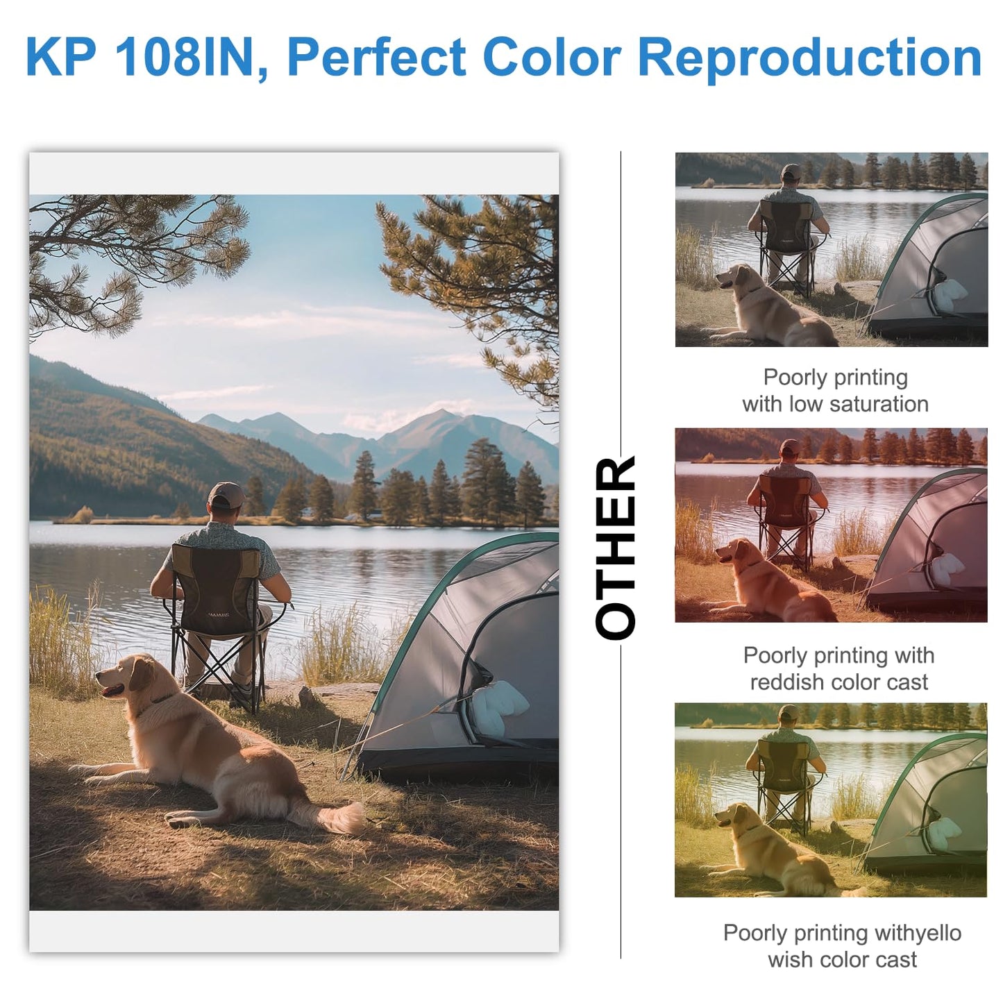 Compatible for Canon Selphy CP1300 Paper and Ink,KP-108IN 3 Color Ink Cassette and 108 Sheets 4 x 6 Glossy Paper for Selphy CP1500 CP1300 CP1200 CP1000 CP910 CP900 CP810 Printer