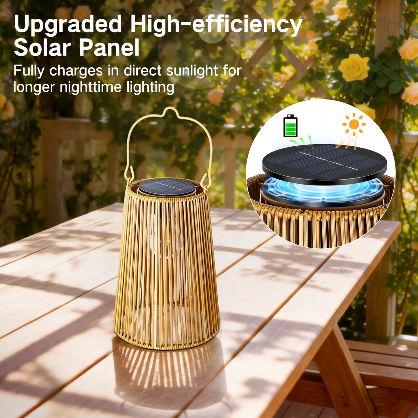OUTONLIFE 2 Pack Solar Lanterns Outdoor Waterproof, Hanging Rattan Woven Solar Lights with Auto On/Off, Decorative Gifts for Garden, Yard, Patio, Tree, Porch, Lawn, Pathway & Outside Tabletop Decor