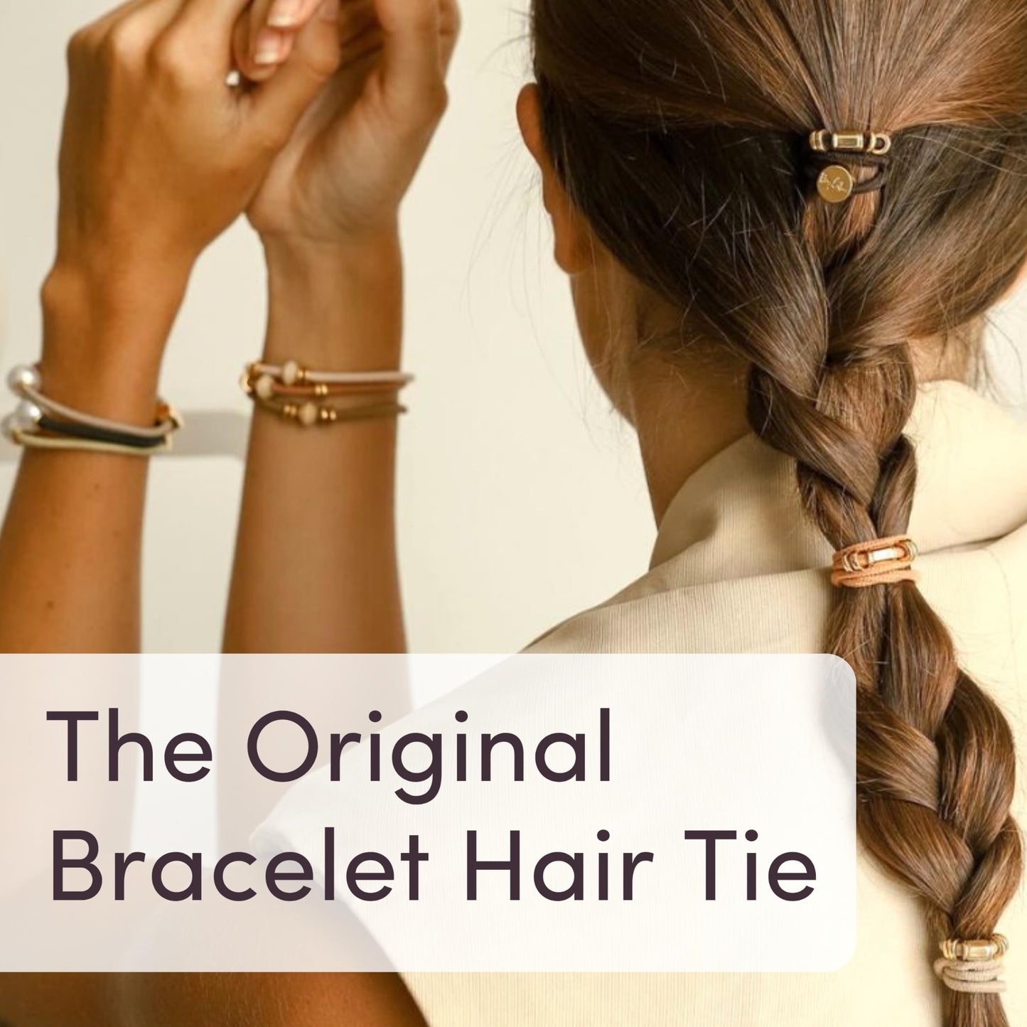 By Lilla Hair Ties for Women No Damage – The Original Bracelet Hair Tie – Hand Made Jewelry with Luxury Elastic and Tarnish Free Gold and Silver – Boho Hair Accessories and Wrist Stacks (Halo)