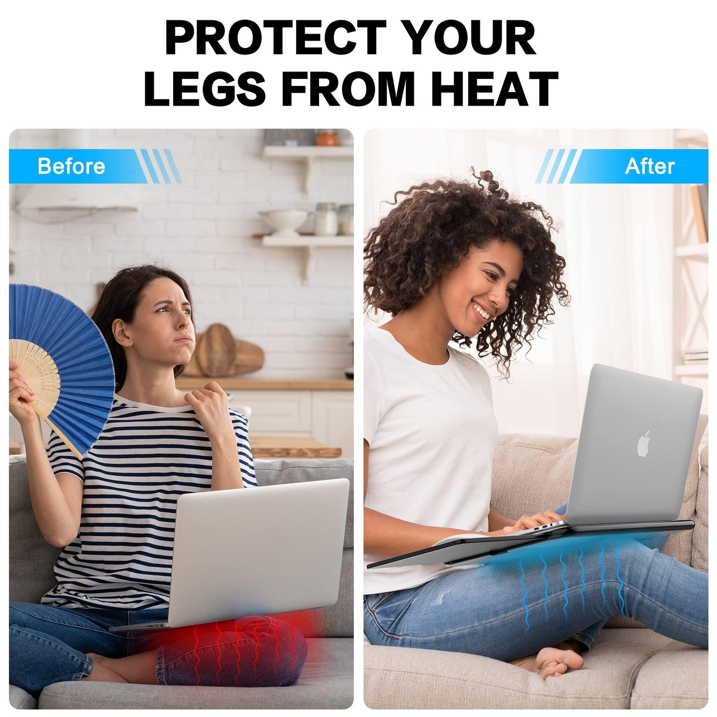 AboveTEK Portable Laptop Lap Desk w/Retractable Left/Right Mouse Pad Tray, Non-Slip Heat Shield Tablet Notebook Computer Stand Table w/Sturdy Stable Cooler Work Surface for Bed Sofa Couch or Travel