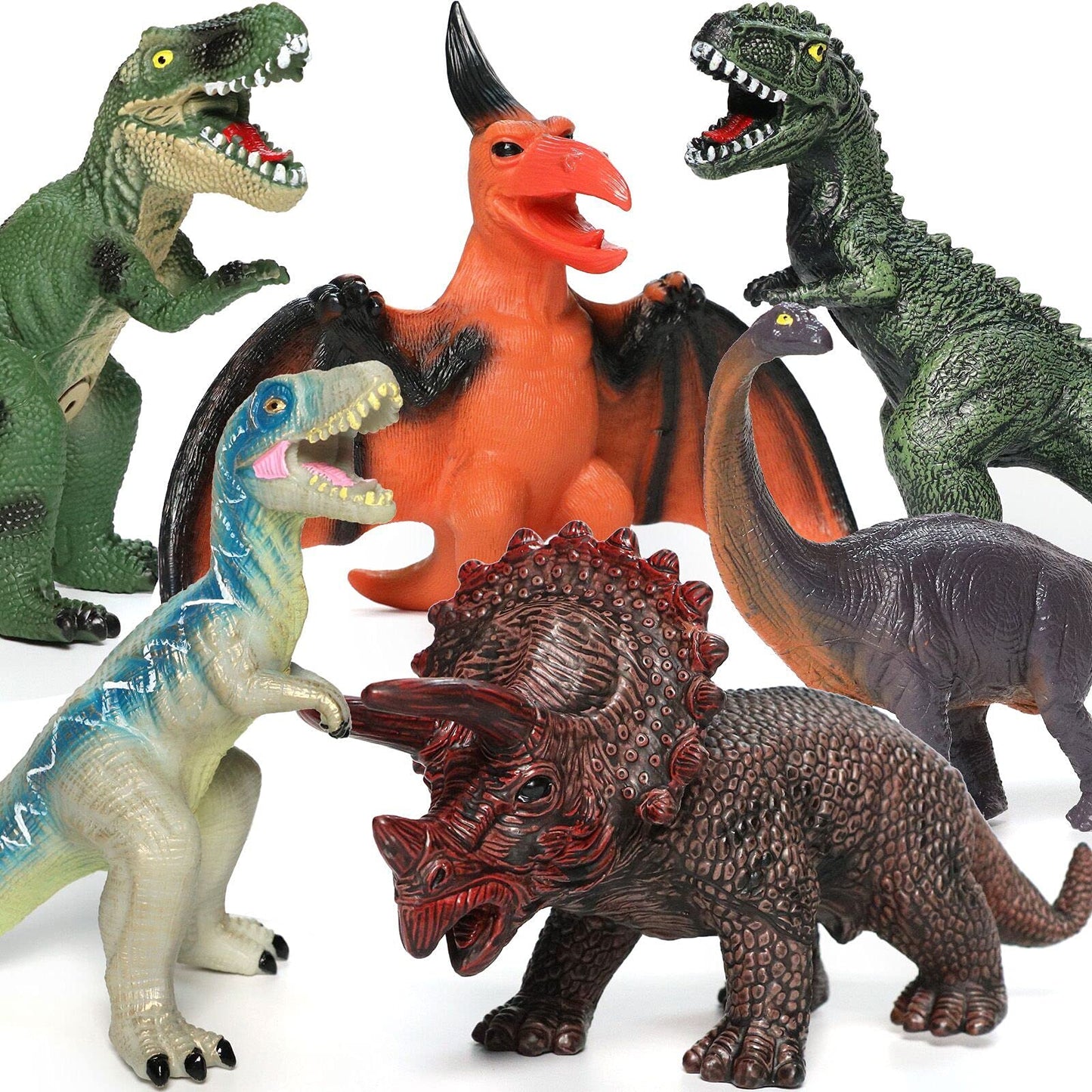 Gzsbaby 6 Piece Jumbo Dinosaur Toys for Kids and Toddlers 3-5, Large Soft Figures for Dinosaur Lovers - Perfect Party Favors, Birthday Gifts