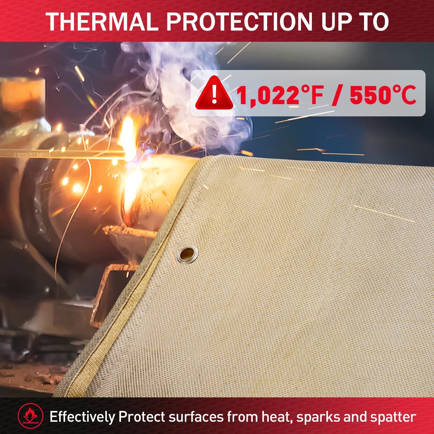 Fiberglass Welding Blanket - 4x6 ft Heavy Duty Welders Blanket, 1022 °F Fire Retardant Blanket, Insulation Blanket for Industrial, Smoker, Camping, Grill