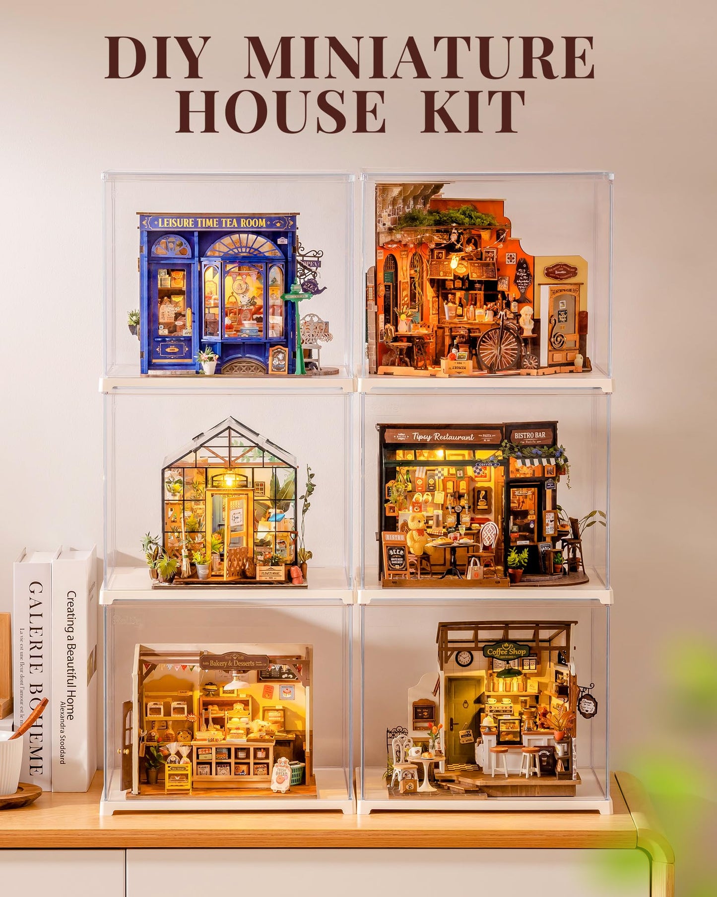 Rolife DIY Miniature House Kit for Adults, Mini Wooden Dollhouse Kit, Tiny House Diorama Building Kits-Birthday Christmas Craft Hobbies Gift for Teens Kids (Cheers Bar & Dining)