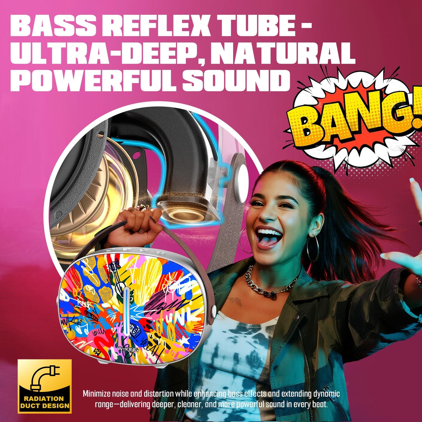 Bluetooth Speaker, W-KING T8II Portable Loud Speakers Bluetooth Wireless, 96W Max Party Large Outdoor Speaker Boombox Subwoofer, Heavy Bass/Crystal Clear Sound/Fast Charging/LED/BT5.4/AUX/USB Playback