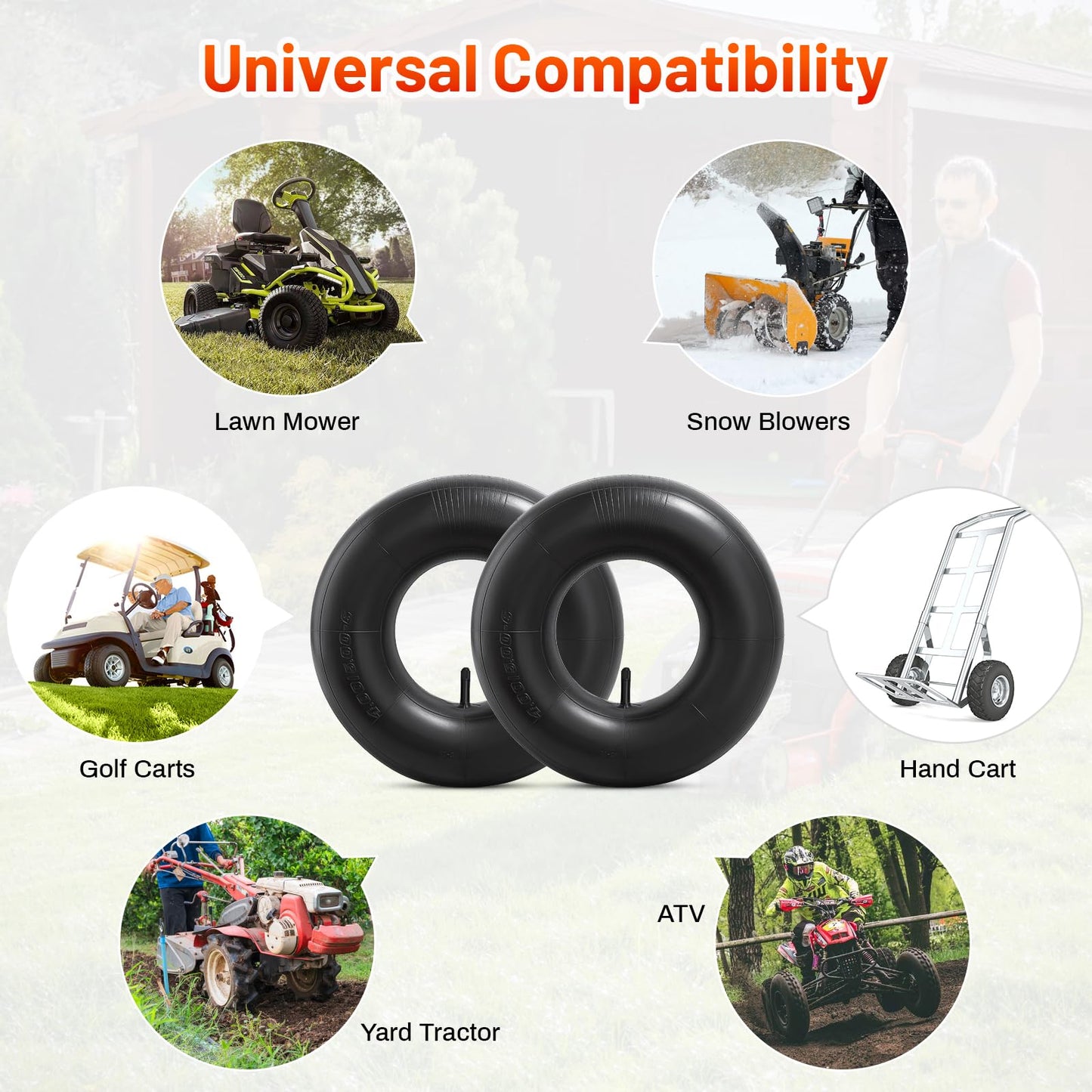 4 PCS 13x5.0-6(5.0/4.0-6) Replacement Inner Tubes with TR13 straight Valve Stem Compatible with Wheelbarrows, Mowers, Hand Trucks and More 13x5.0-6, 5.0/4.0-6 Tire Tubes