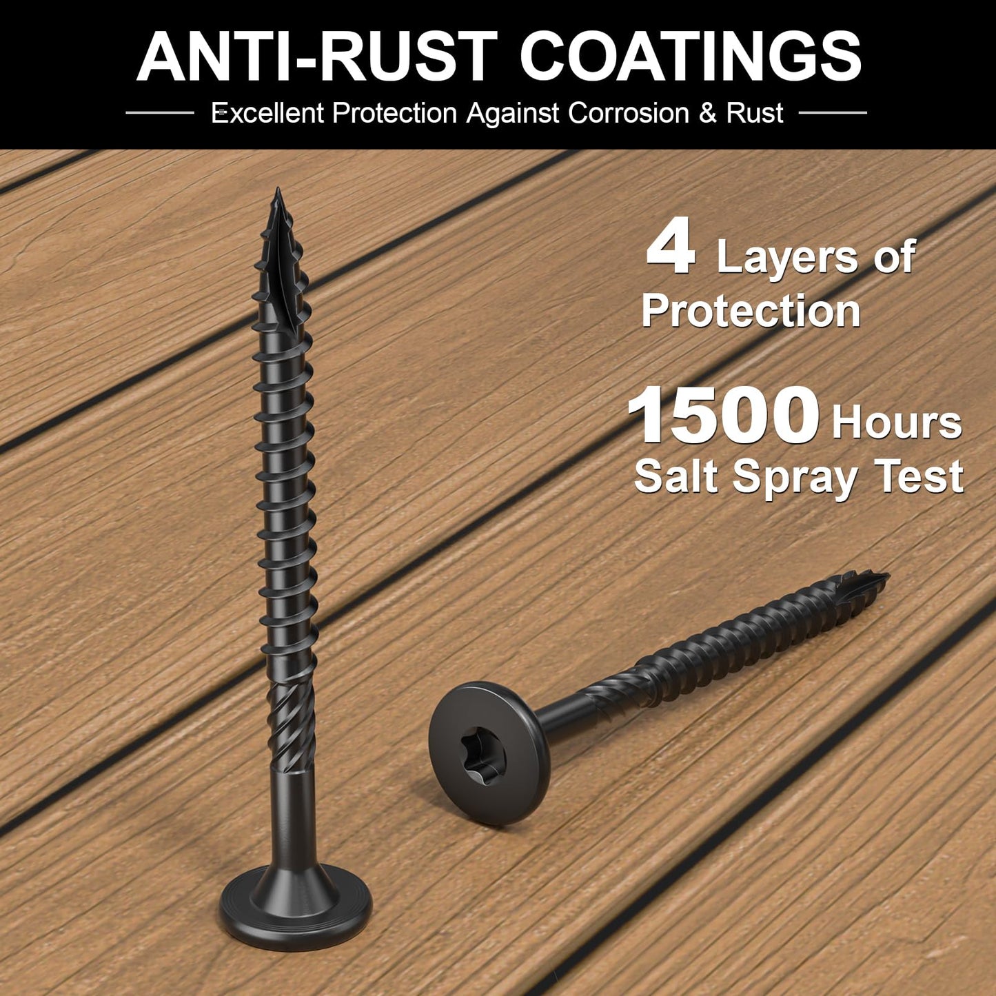 FMhotu 8 Inch Heavy-Duty Outdoor Deck Screws, 50Pcs Star Drive Decking Wood Screws, Rust Resistant Timber Screws for Timber/Log/Landscaping Wood (#14 x 8" Black)